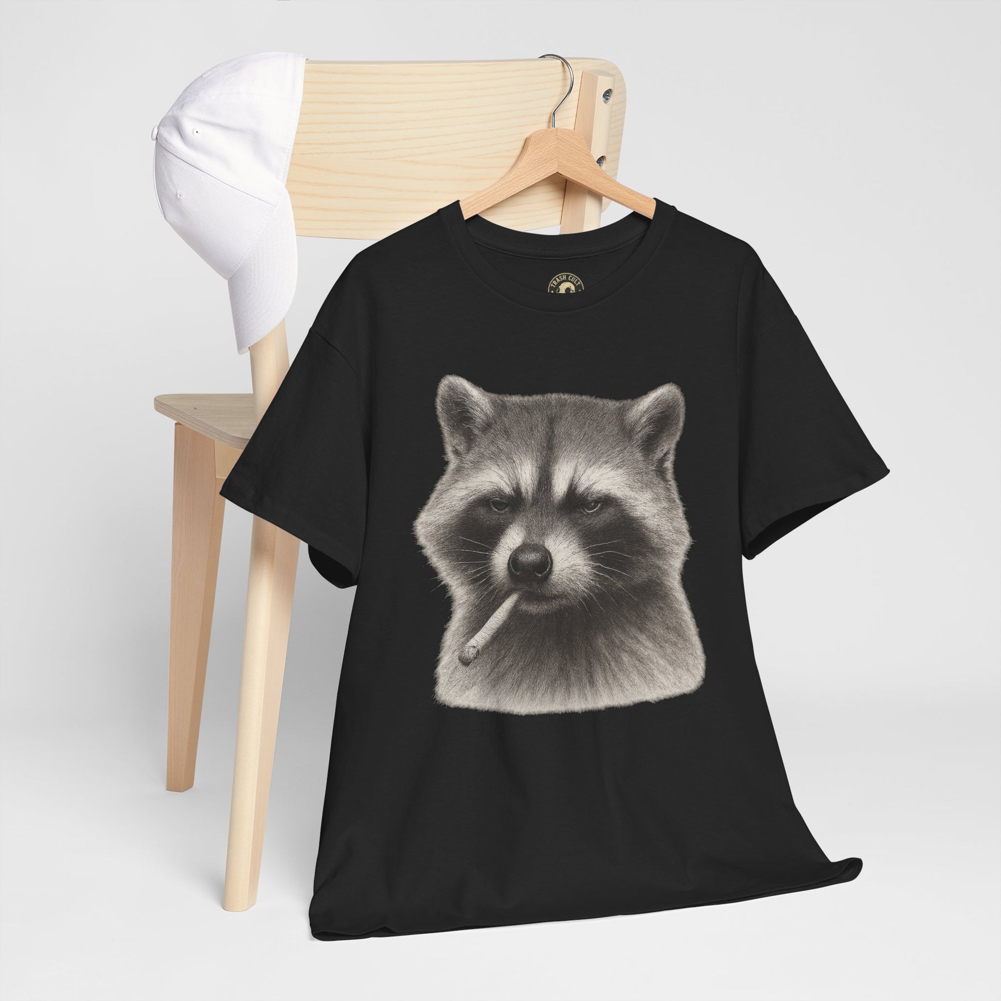 Dirty Harry Raccoon Halftone Shirt – Soft Grit Aesthetic, Smoking Trash Panda Graphic Tee