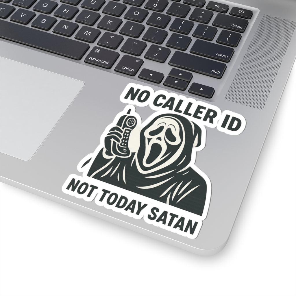 No Caller ID Ghostface Sticker – Not Today Satan – Funny Horror Kiss Cut Sticker