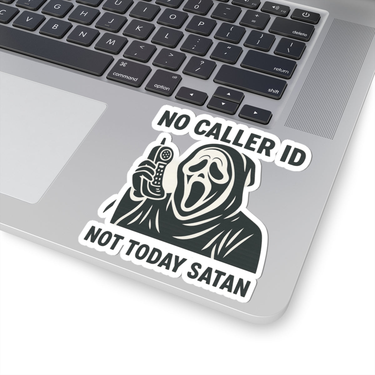 No Caller ID Ghostface Sticker – Not Today Satan – Funny Horror Kiss Cut Sticker