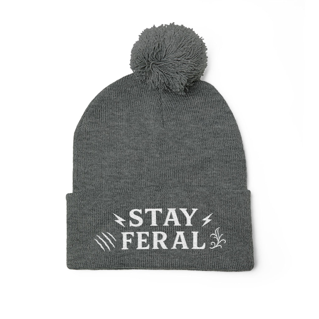 Stay Feral Pom-Pom Knit Cap, Cozy Winter Beanie, Embroidered Hats for Adventurers, Gift for Outdoorsy Friends, Stylish Cold Weather [...]