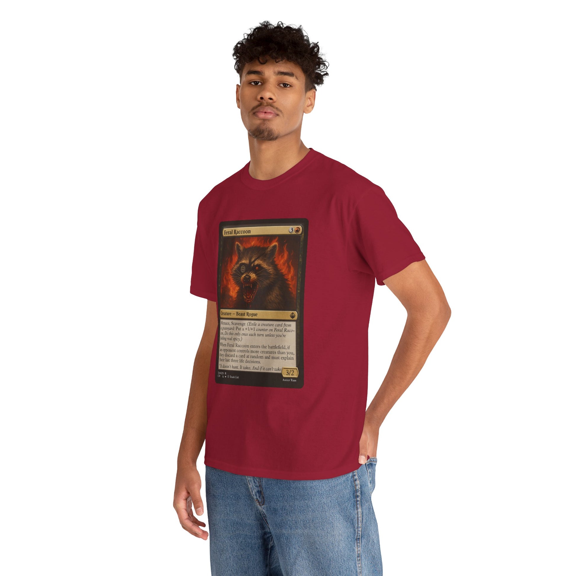 Feral Raccoon Magic Card Shirt – MTG-Inspired Beast Rogue Tee, Trash Cult Creature Card, Gildan 5000 Unisex T-Shirt