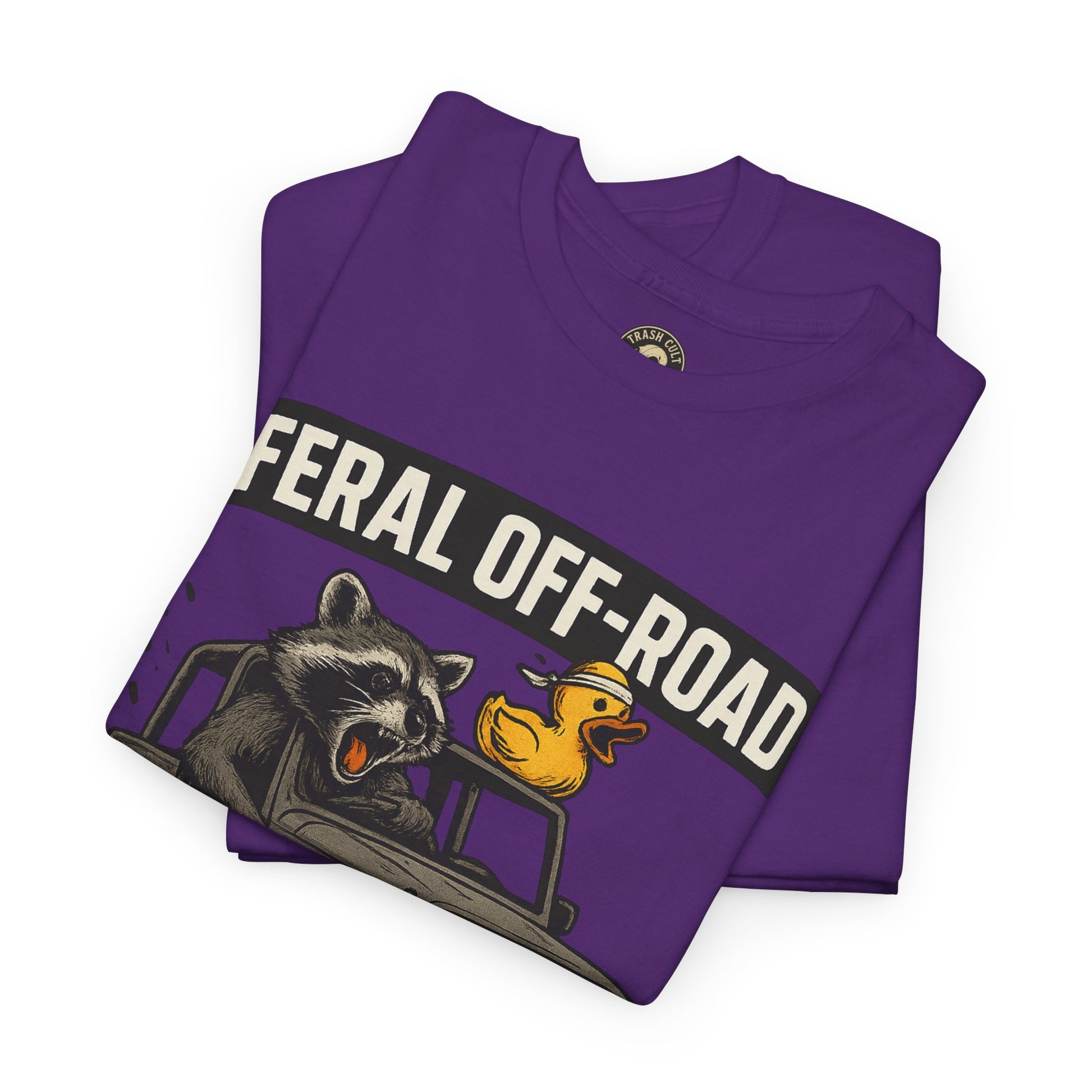 Feral Off-Road Raccoon Jeep Shirt – Mud Slinging Chaos | Trash Cult Supply Co | Gildan 5000 Tee