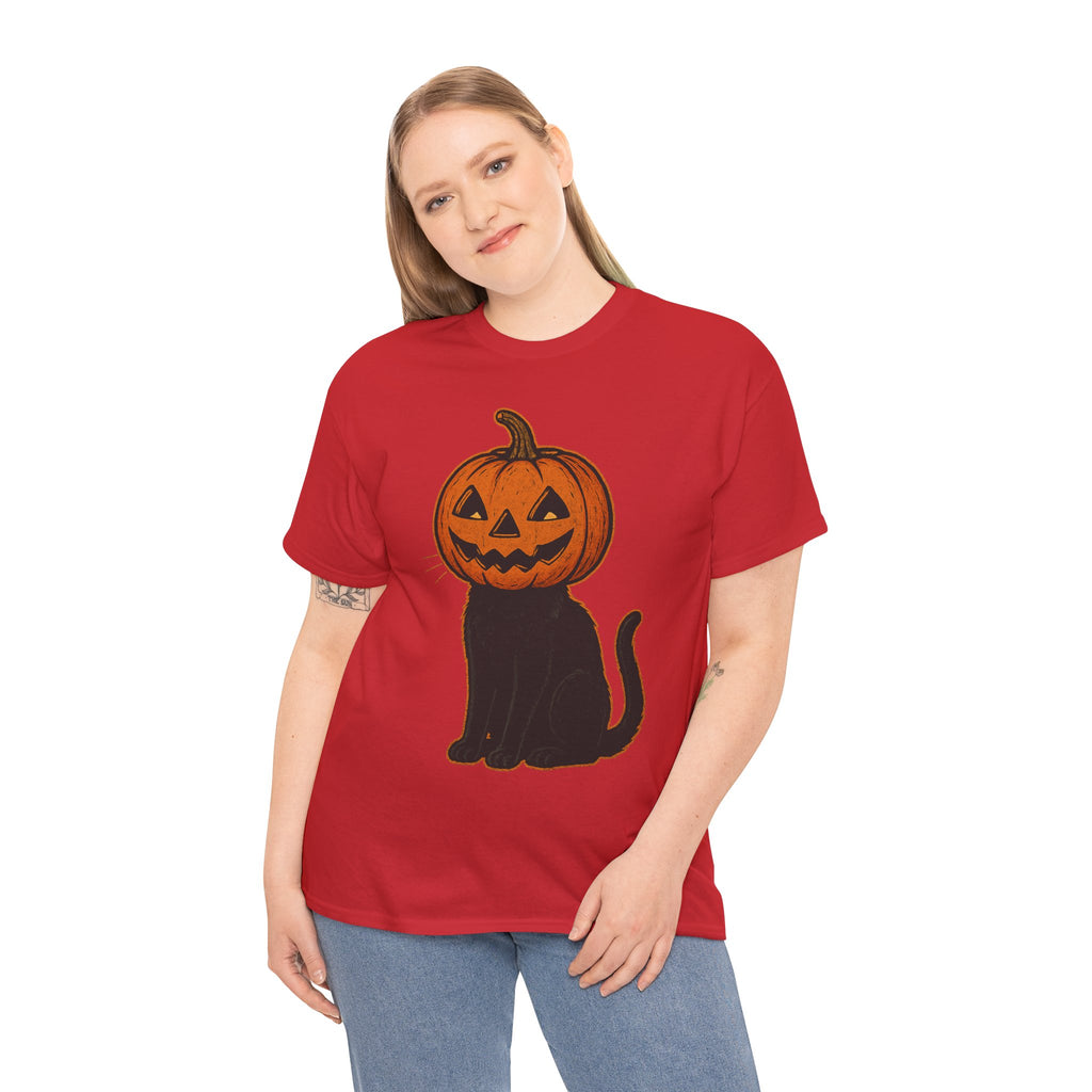 Black Cat Pumpkin Head Halloween T-Shirt – Jack O’Lantern Cat Design