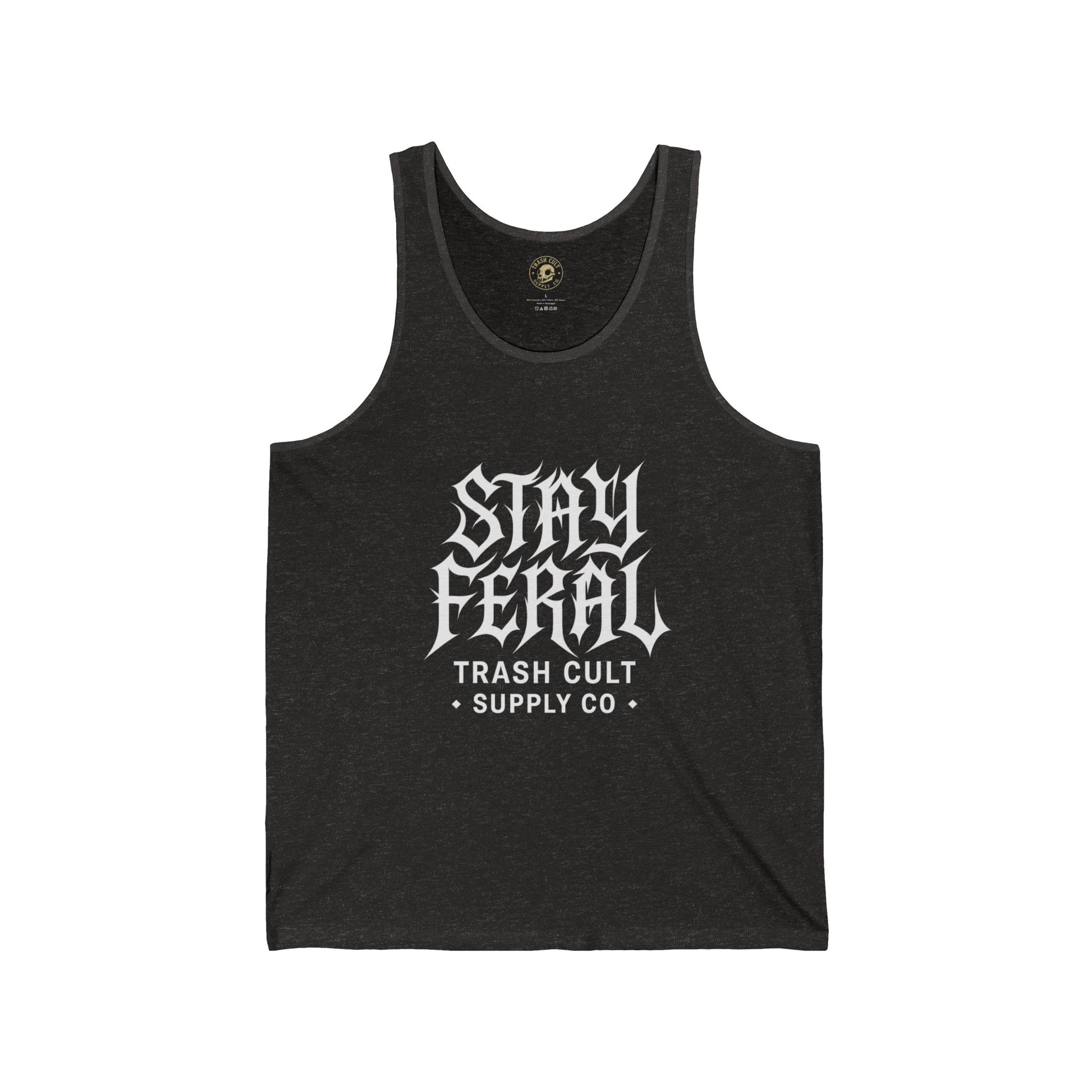 Stay Feral Unisex Jersey Tank | Cool Graphic Top for Summer, Gift for Outdoor Lovers, Festival Wear, Streetwear, Vintage Look