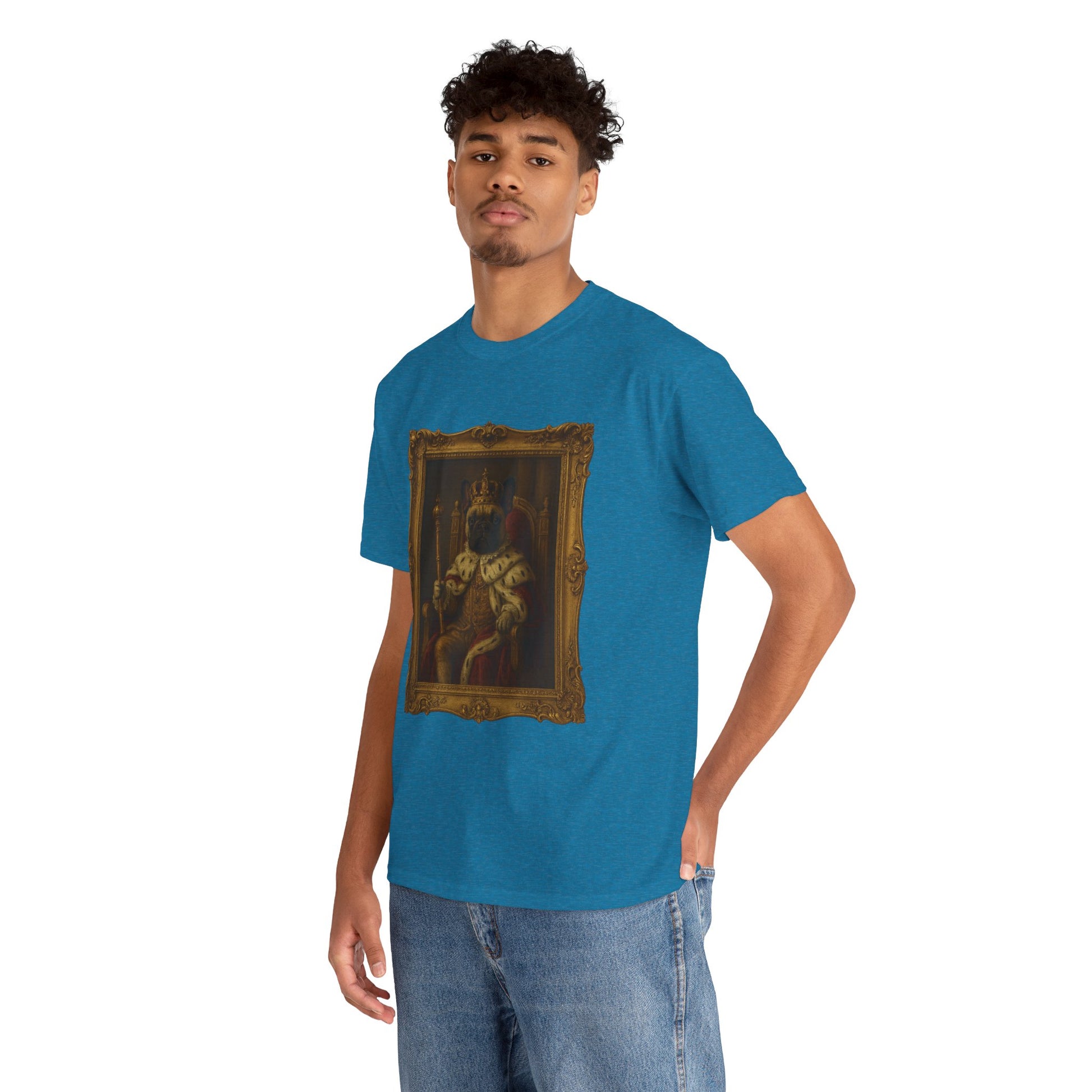 French Bulldog King Baroque Portrait Shirt – Funny Royal Dog Tee – Gildan 5000 Unisex Heavy Cotton