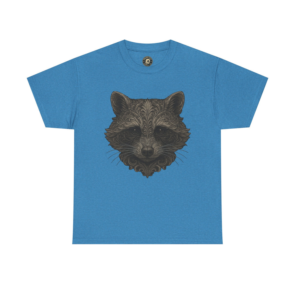Ornate Raccoon Face Shirt – Intricate Woodland Animal Art Tee – Tattoo-Inspired Forest Aesthetic – Trash Cult Supply Co.