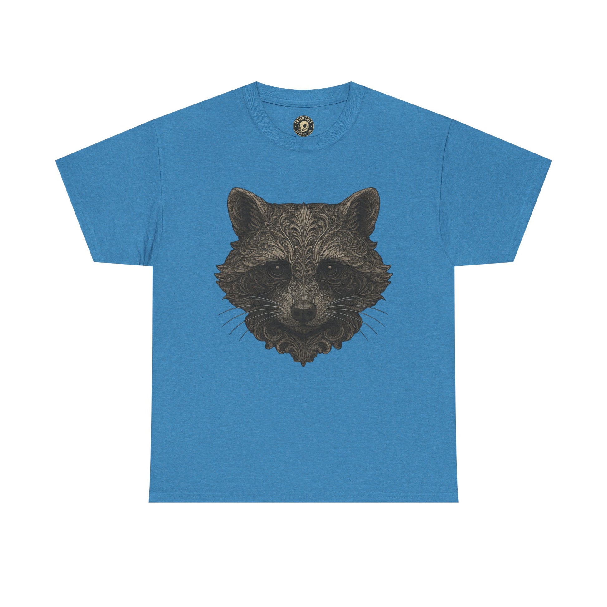 Ornate Raccoon Face Shirt – Intricate Woodland Animal Art Tee – Tattoo-Inspired Forest Aesthetic – Trash Cult Supply Co.