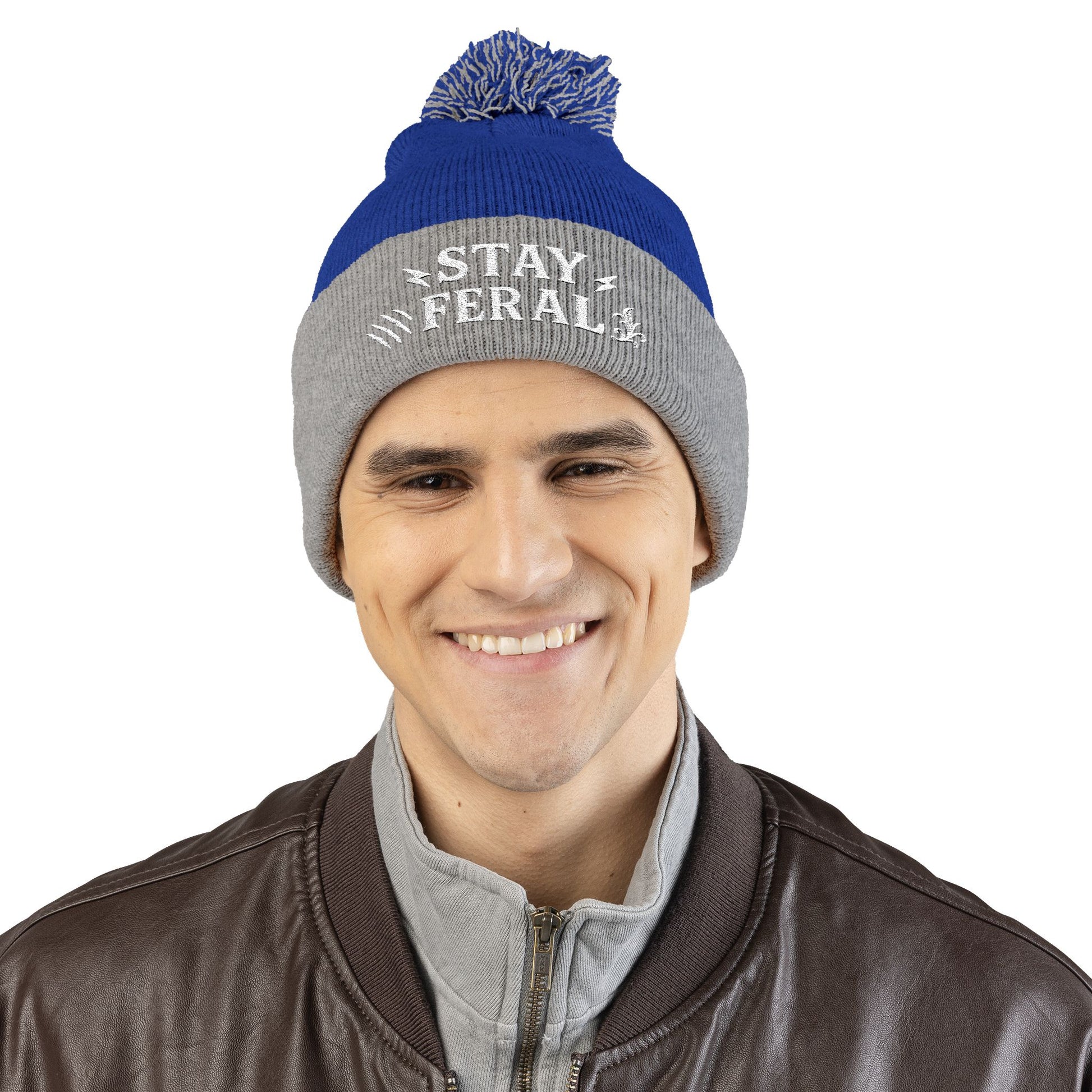Stay Feral Pom-Pom Knit Cap, Cozy Winter Beanie, Embroidered Hats for Adventurers, Gift for Outdoorsy Friends, Stylish Cold Weather [...]