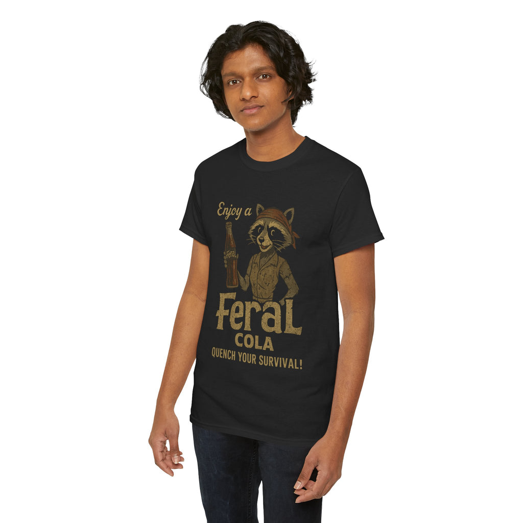 Feral Cola Shirt – Vintage Raccoon Parody Tee – Survival Humor on Gildan 5000