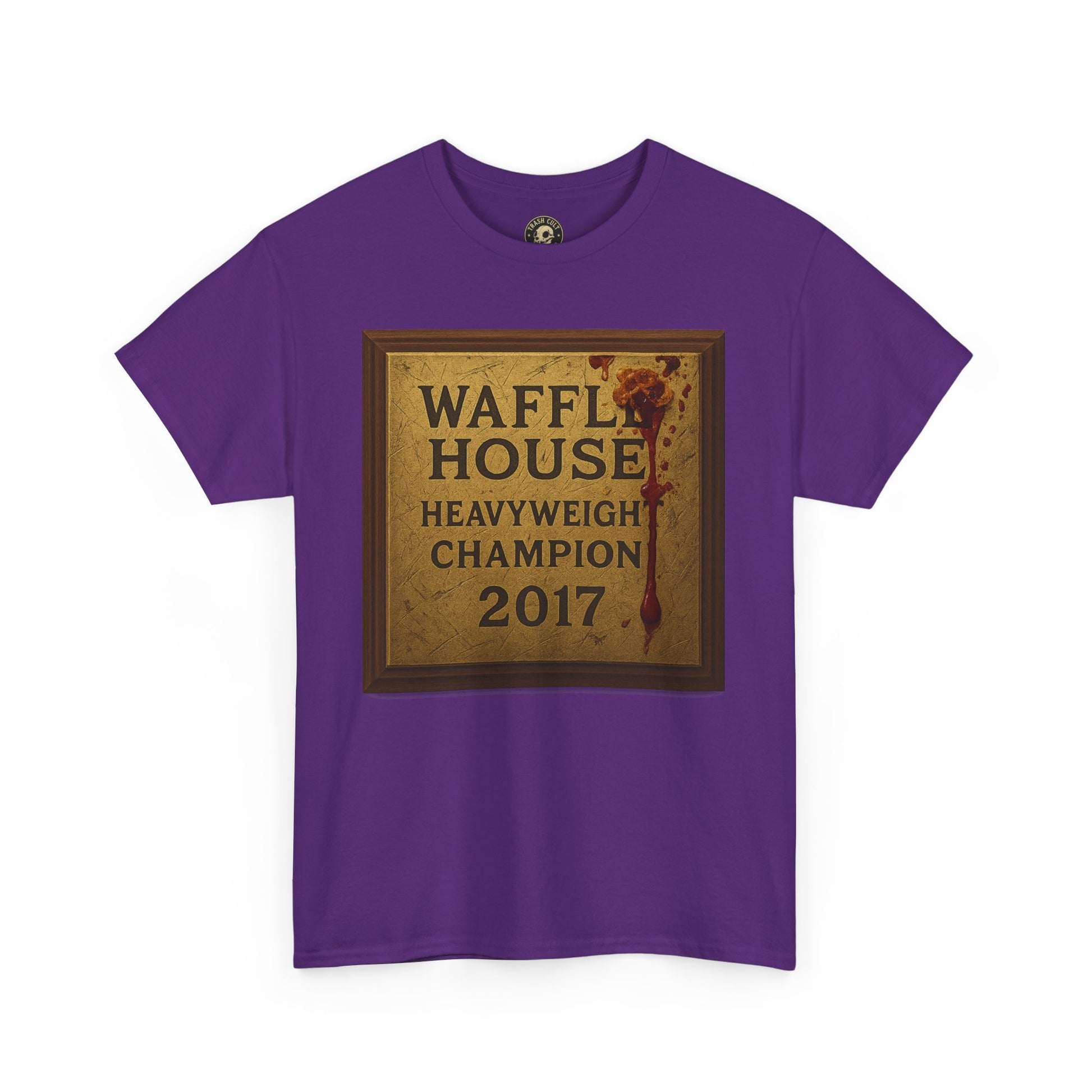 Waffle House Heavyweight Champion 2017 T-Shirt – Funny Fight Night Plaque Tee – Gildan 5000 – Southern Chaos Meme Shirt