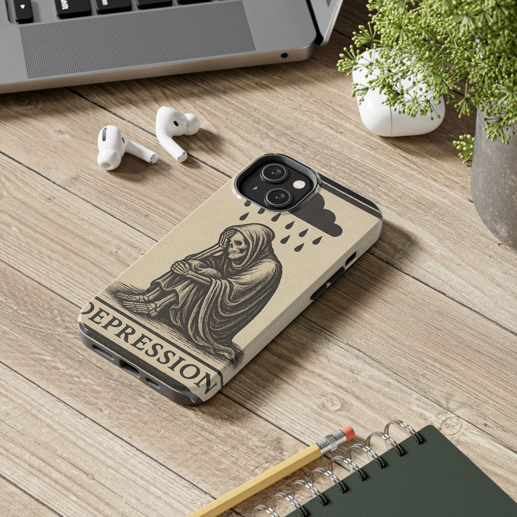 Dark Humor Phone Case, Goth iPhone Cover, Macabre Gift, Depression Art Case, Unique Phone Protector