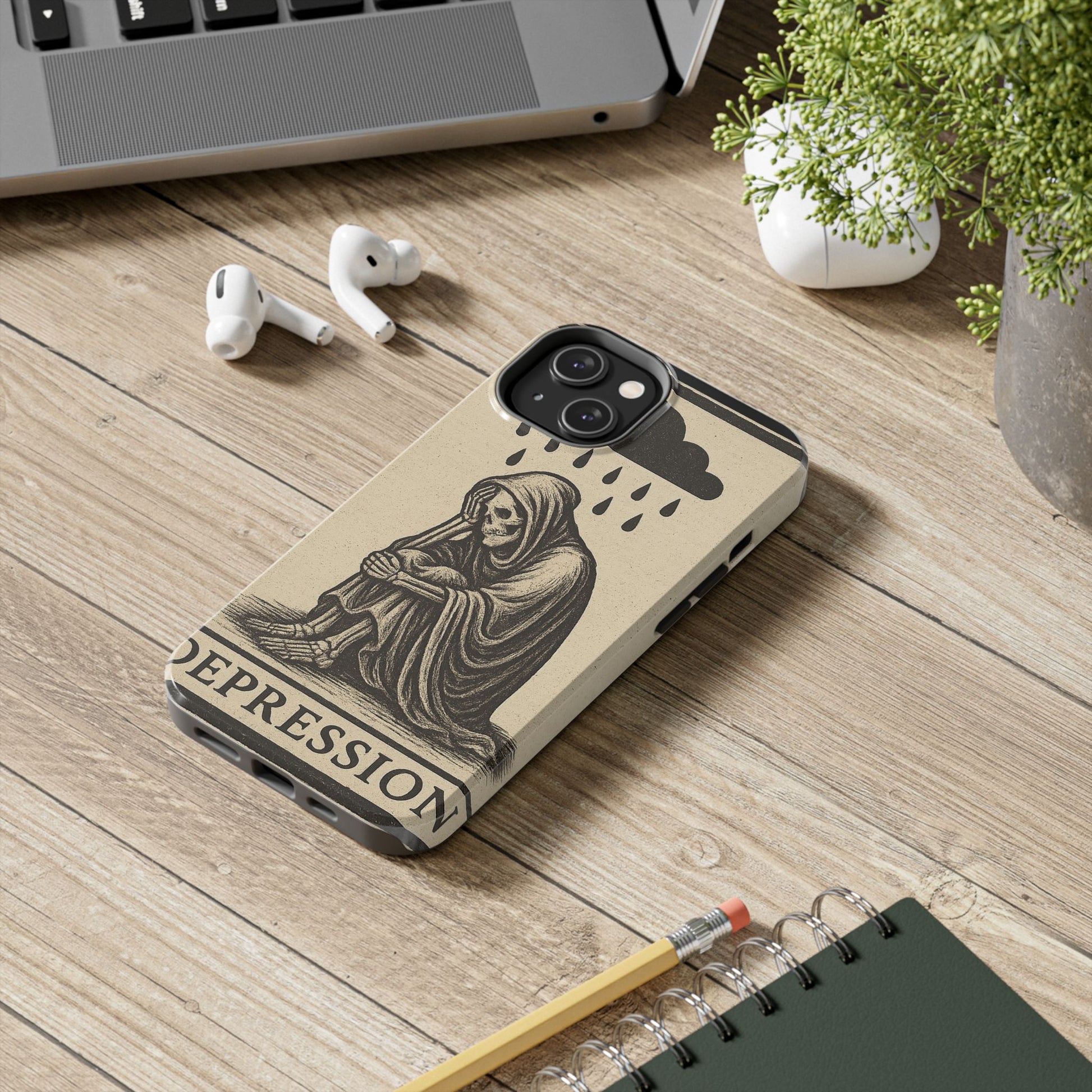 Dark Humor Phone Case, Goth iPhone Cover, Macabre Gift, Depression Art Case, Unique Phone Protector