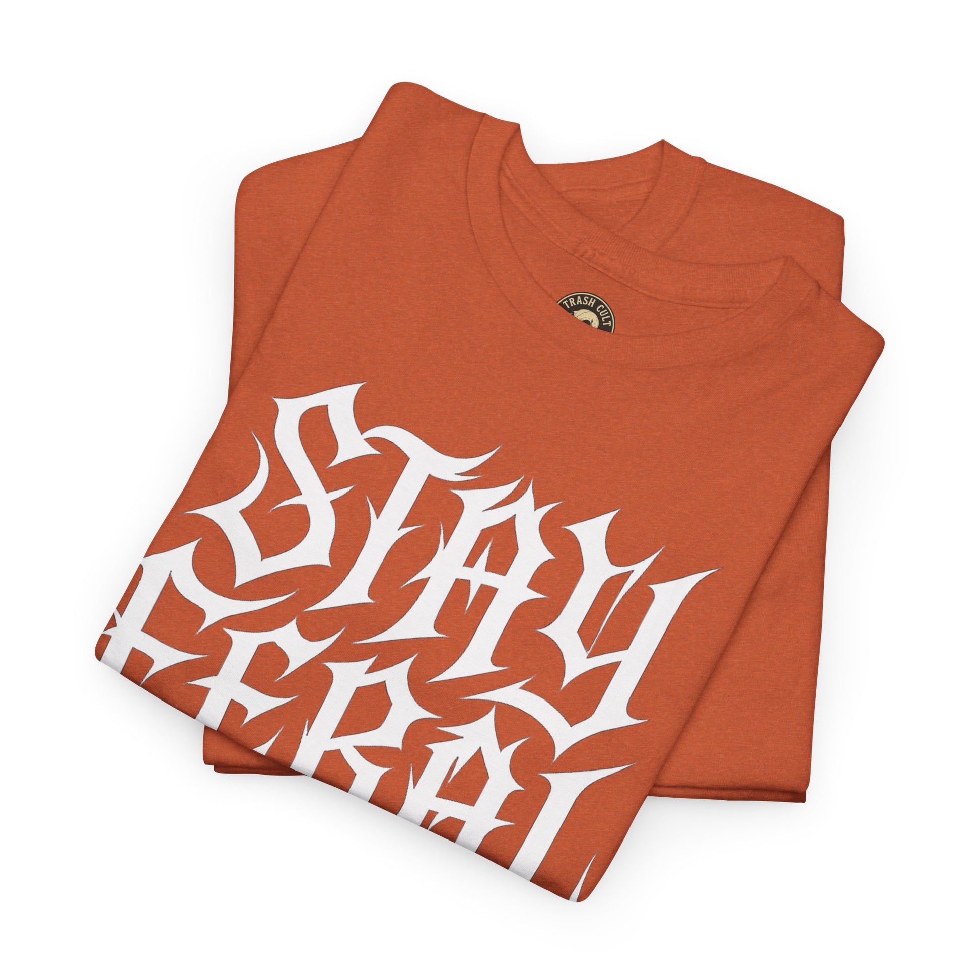 Unisex Heavy Cotton Tee - Stay Feral Graphic Tee, Streetwear Shirt, Gift for Wild Spirits, Eco-Friendly Casualwear, Summer Fashion