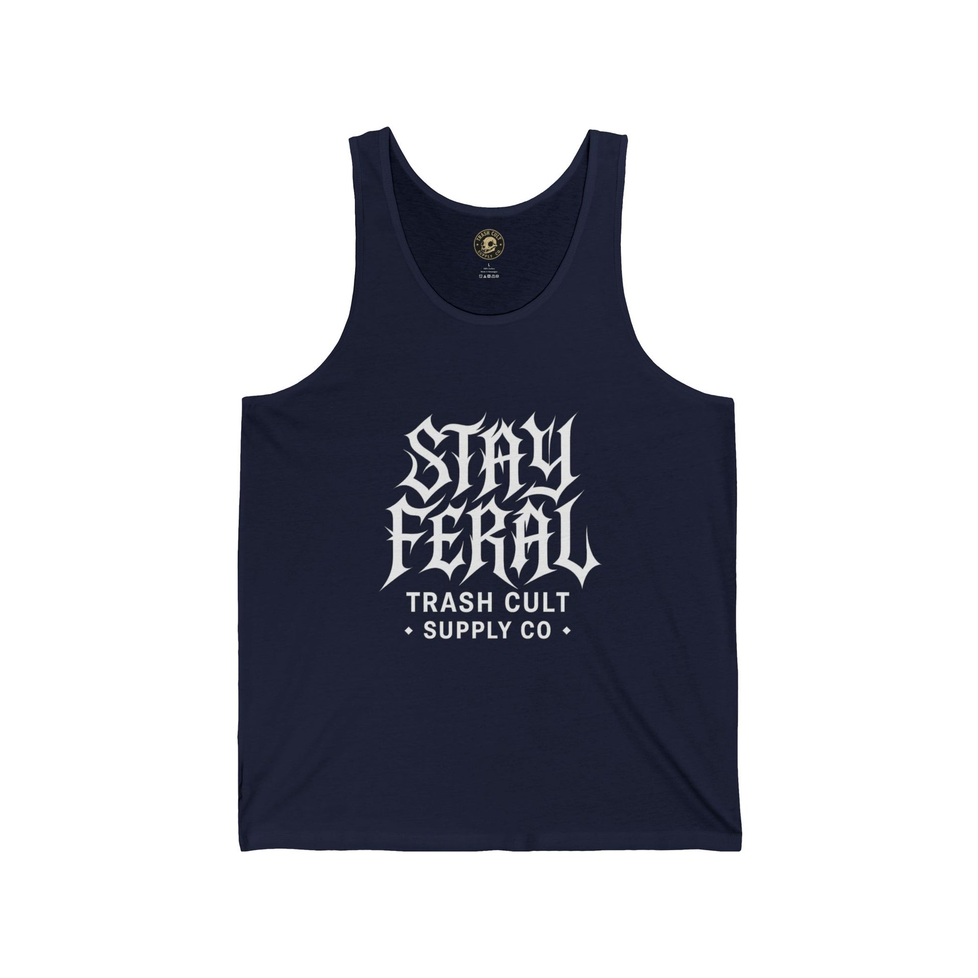 Stay Feral Unisex Jersey Tank | Cool Graphic Top for Summer, Gift for Outdoor Lovers, Festival Wear, Streetwear, Vintage Look