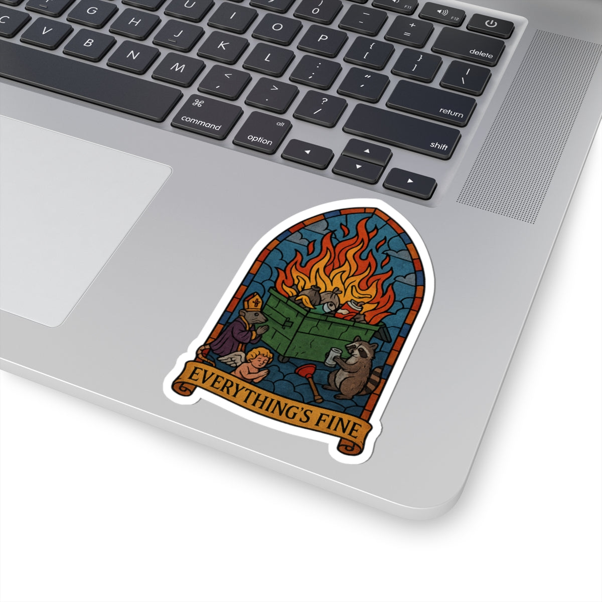 Whimsical Kiss-Cut Stickers - Everything's Fine, Fun Decor, Laptop Stickers, Gift for Friends, Quirky Home Office