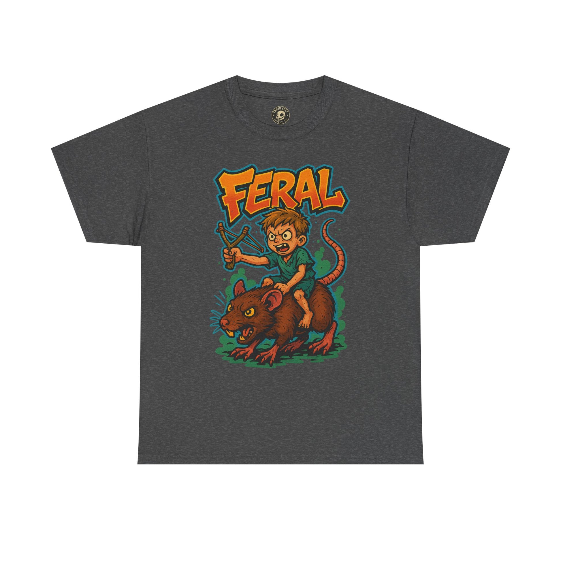 FERAL Graffiti Rat Rider T-Shirt – Bold New School Streetwear | Gildan 5000 Chaos Graphic Tee
