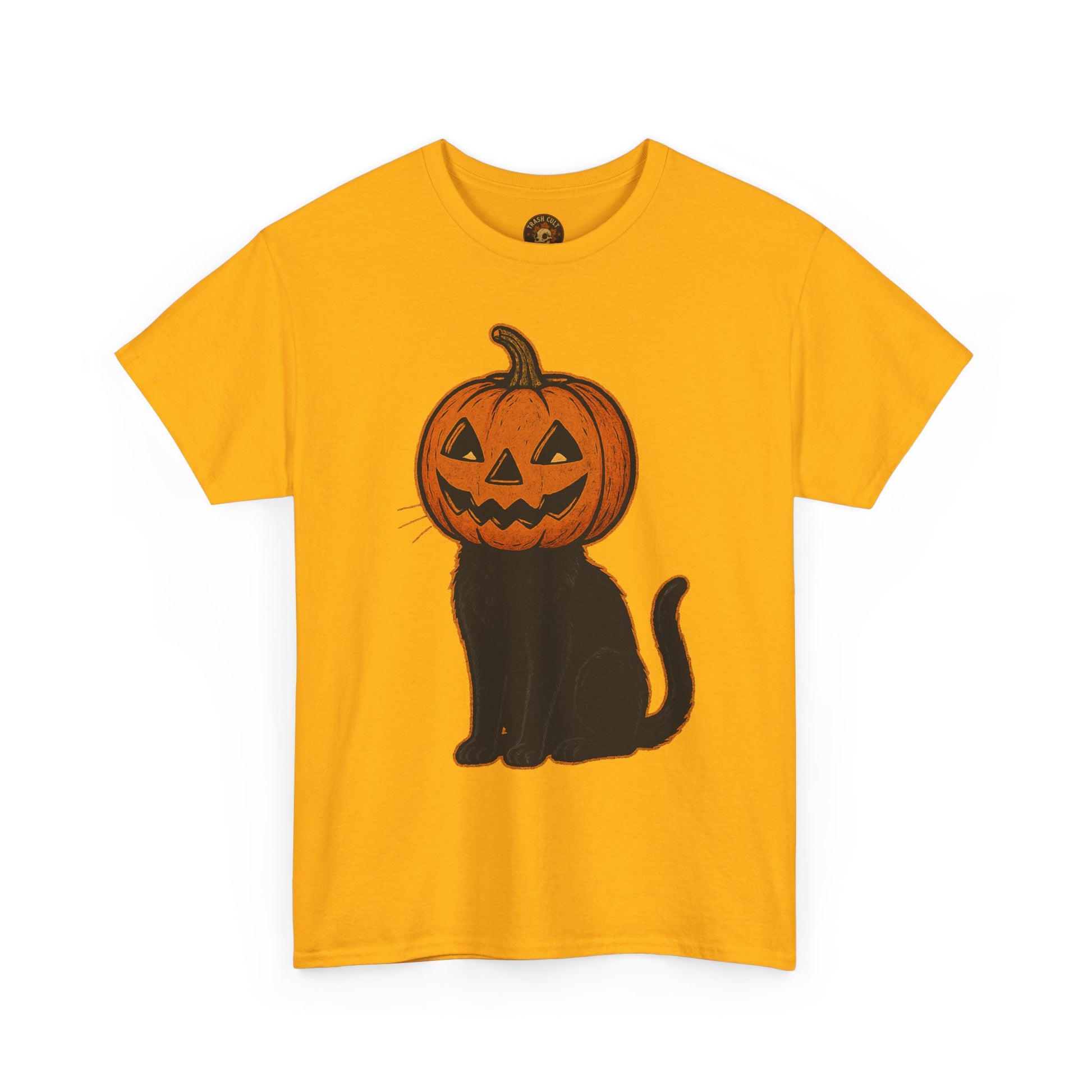 Black Cat Pumpkin Head Halloween T-Shirt – Jack O’Lantern Cat Design