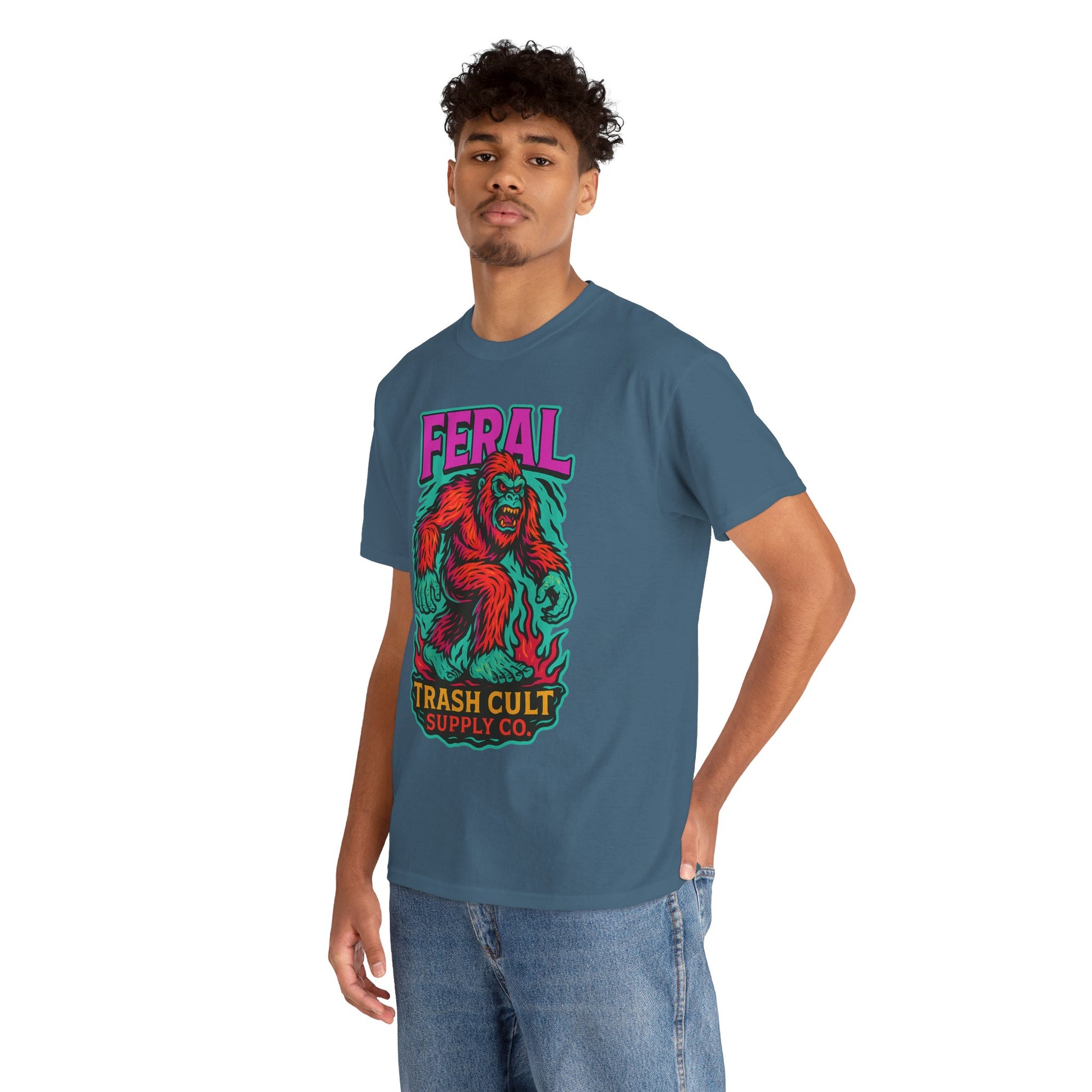 FERAL Bigfoot Shirt – Trashcore Bold Colors | Trash Cult Supply Co | Gildan 5000 Tee