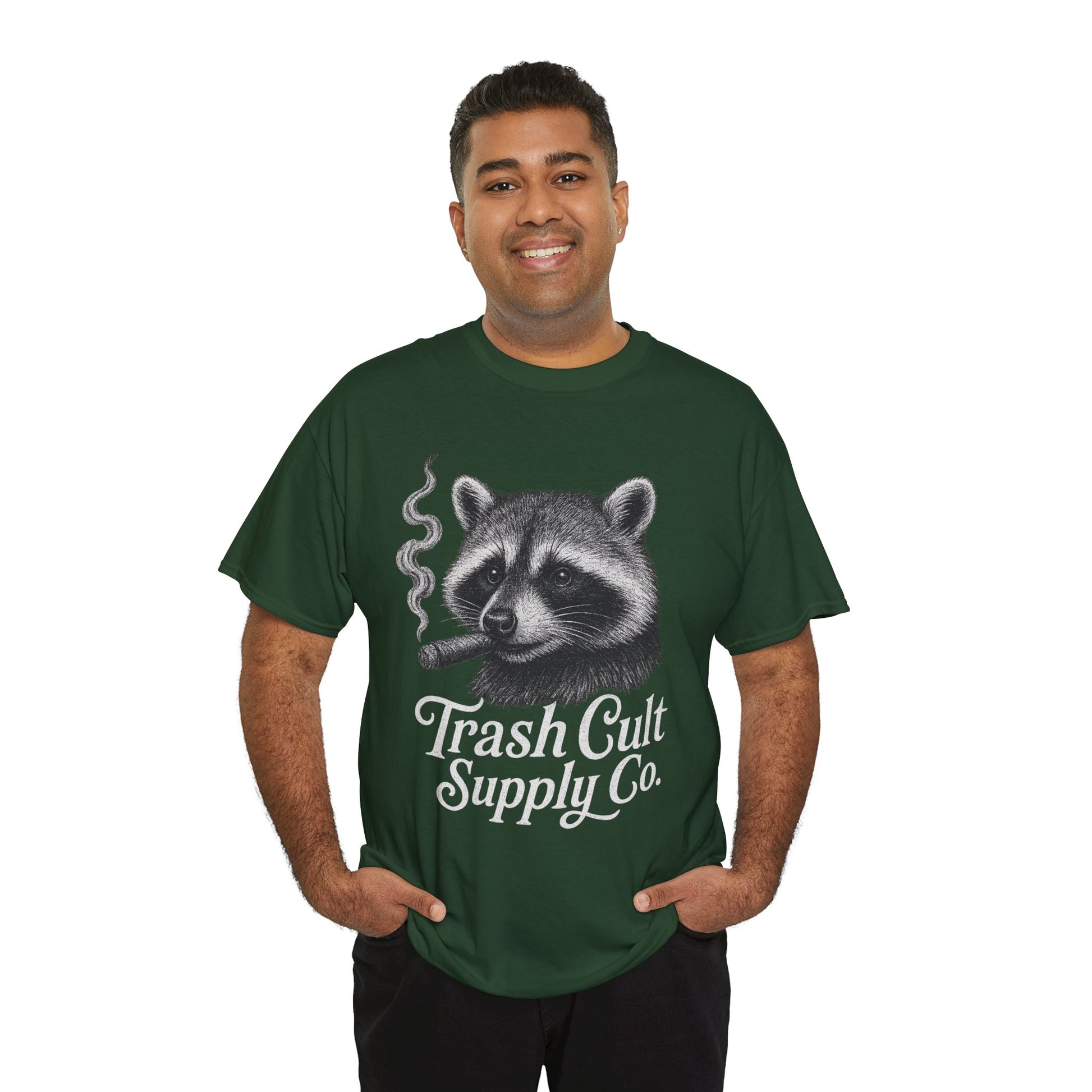 Monochrome Raccoon Cigar Shirt – Trash Cult Supply Co. | Gildan 5000 Tee