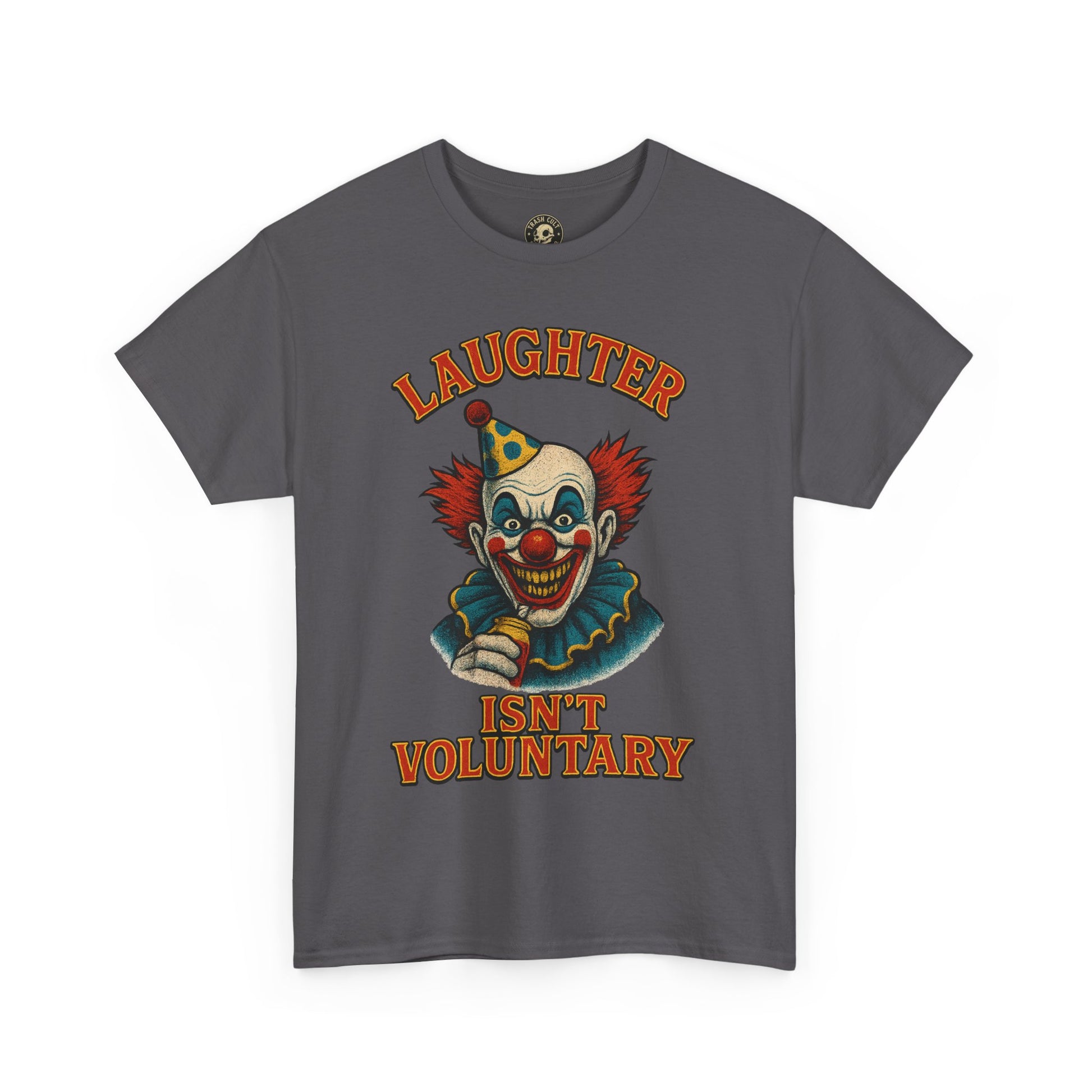 Laughter Isn’t Voluntary Creepy Clown Shirt – Circus Horror Tee – Gildan 5000
