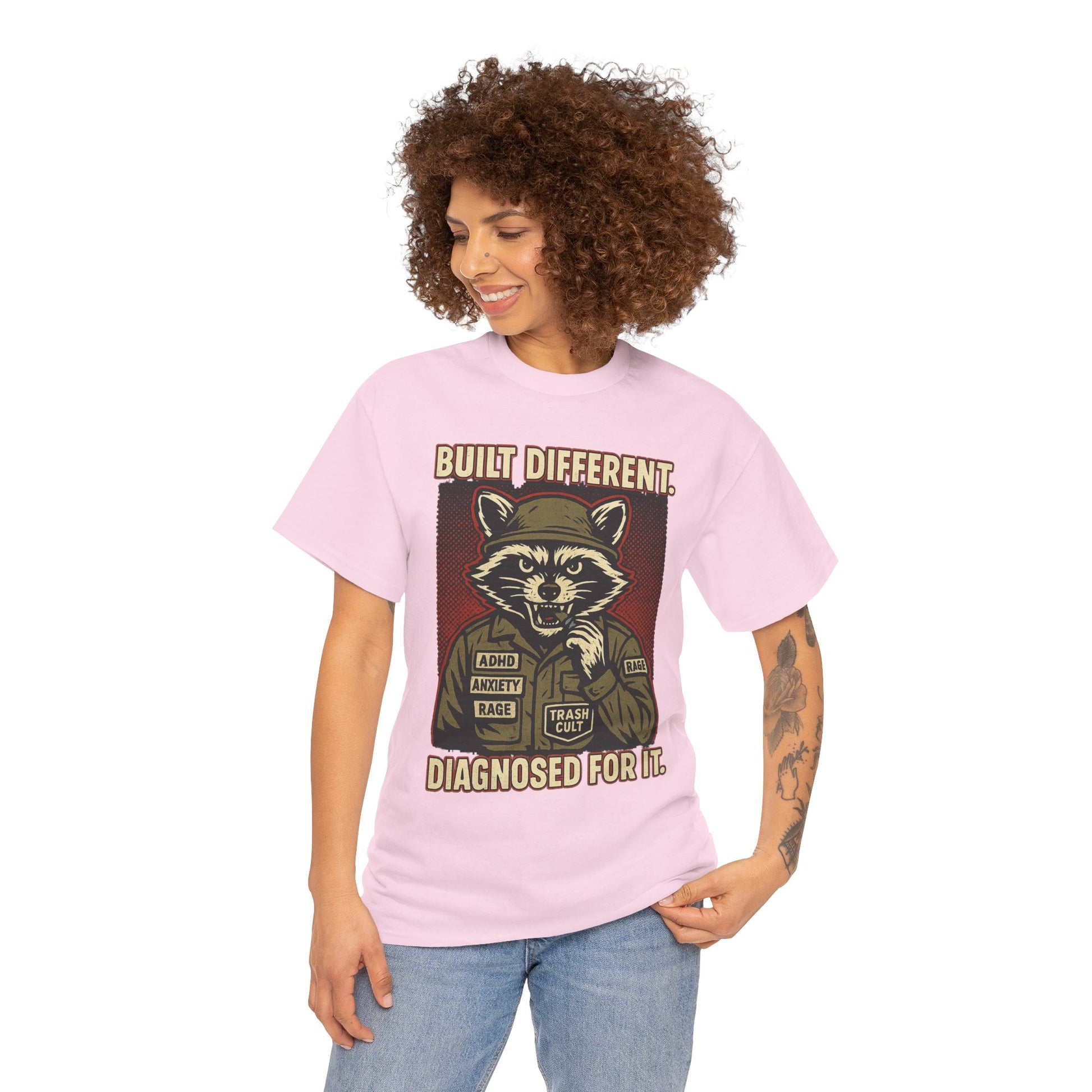 Built Different Diagnosed For It Military Raccoon Shirt – Gildan 5000