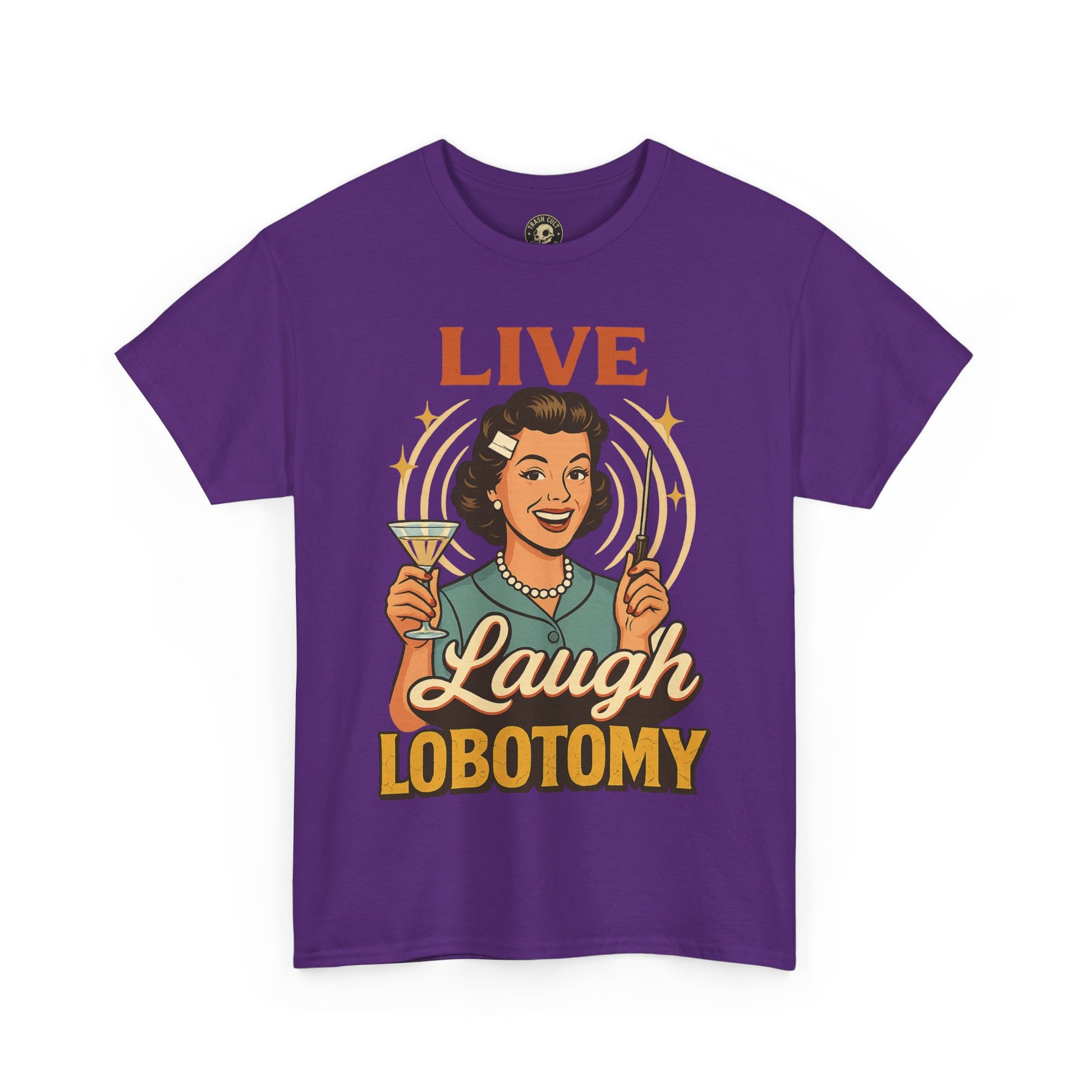 Live Laugh Lobotomy Vintage Tee – Funny Unisex Heavy Cotton Shirt for Retro Chaos Lovers