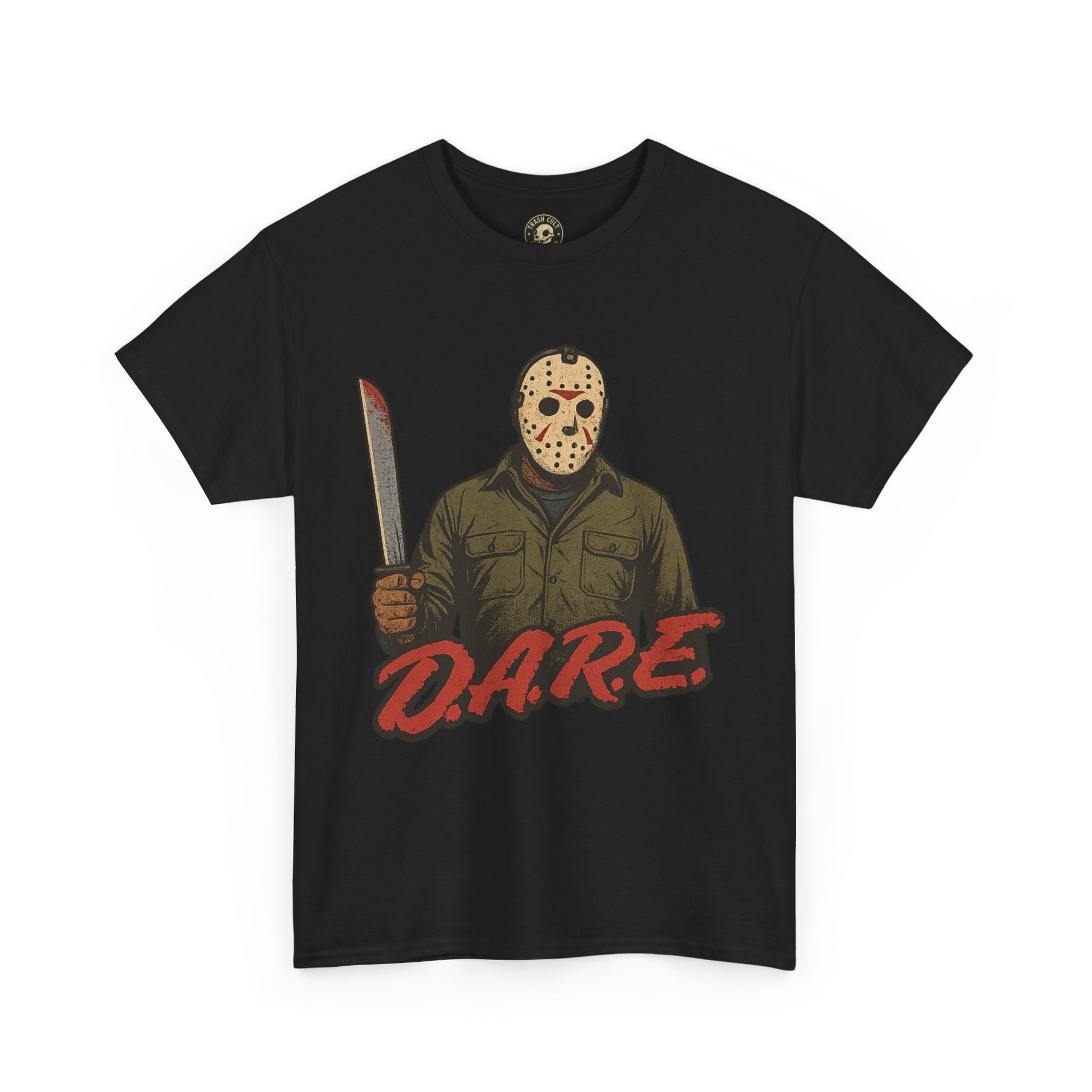 Jason Voorhees D.A.R.E. Parody Shirt – 1980s Horror Meme Tee | Gildan 5000 Slasher Graphic