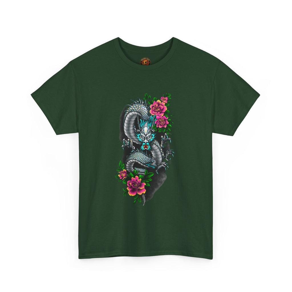 Mythic Dragon & Peonies Tattoo T-Shirt – Lara Davenport x Trash Cult Supply Co. Collab (Gildan 5000)