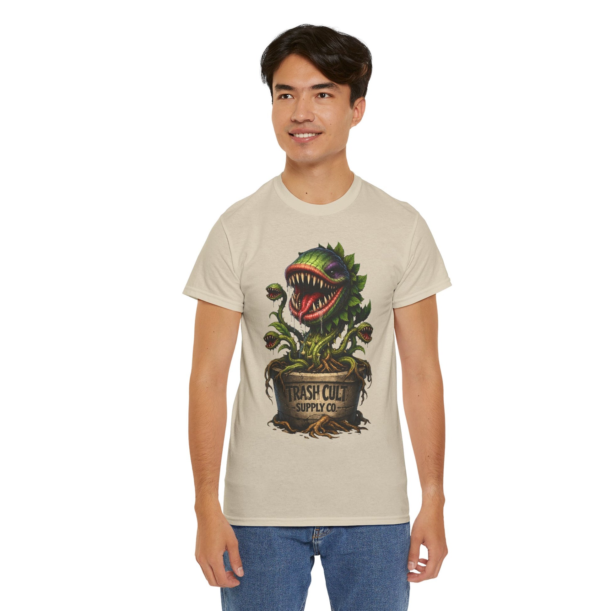 Carnivorous Plant Graphic Tee — "Trash Cult Supply Co." Potted Monster Shirt