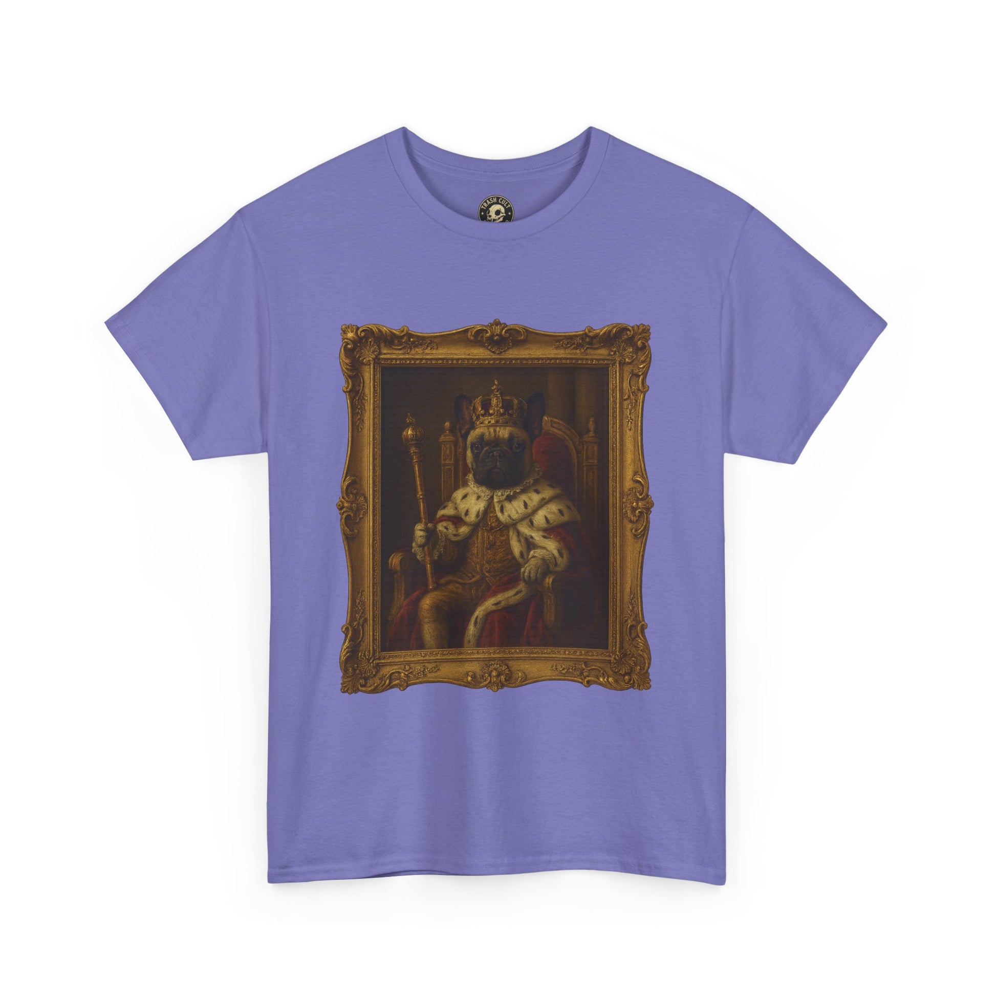 French Bulldog King Baroque Portrait Shirt – Funny Royal Dog Tee – Gildan 5000 Unisex Heavy Cotton