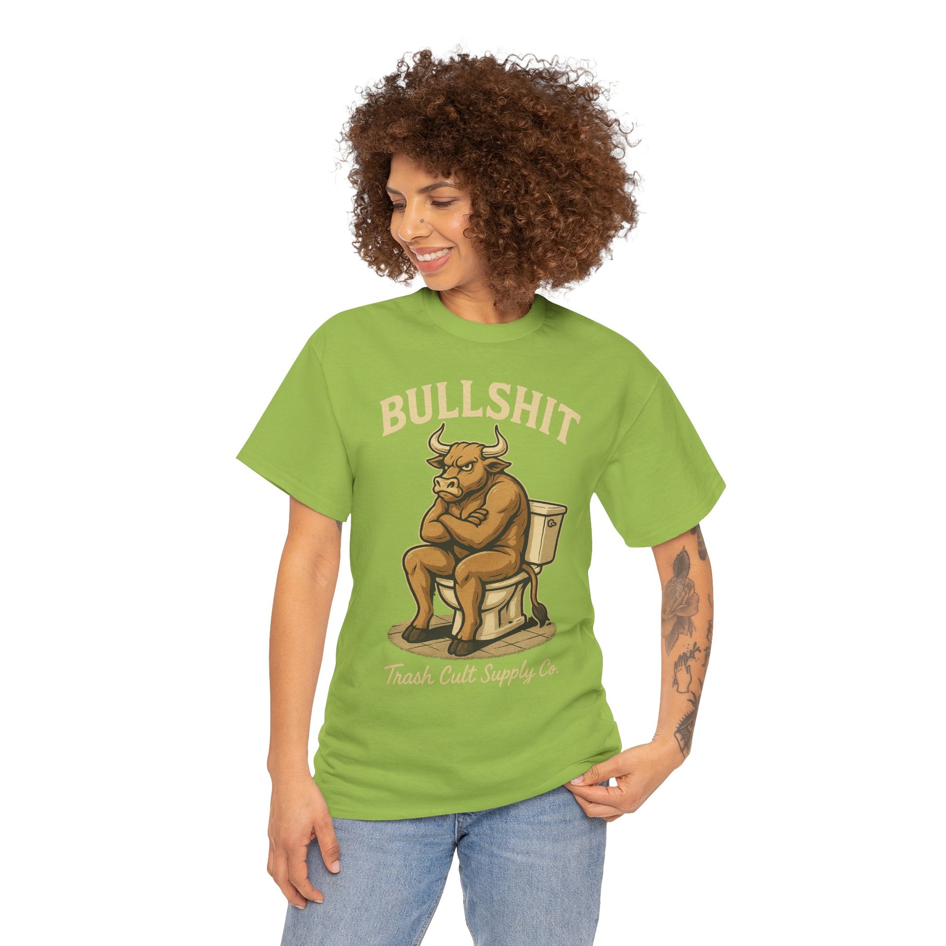 “BULLSHIT” Angry Bull Toilet Tee – Trash Cult Supply Co. | Gildan 5000 T-Shirt