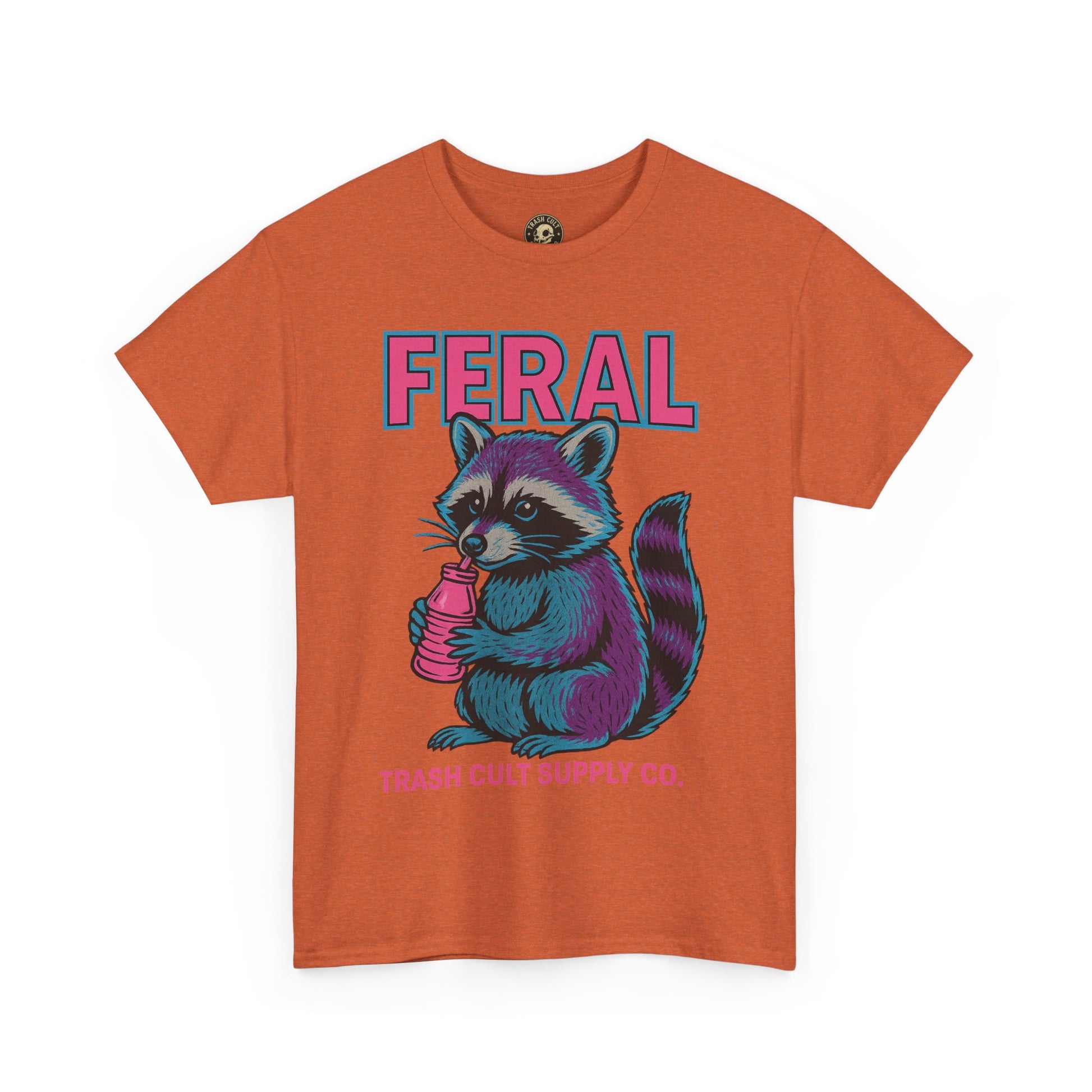 FERAL Raccoon 80s Retro Shirt – Trash Cult Supply Co. – Gildan 5000 Tee