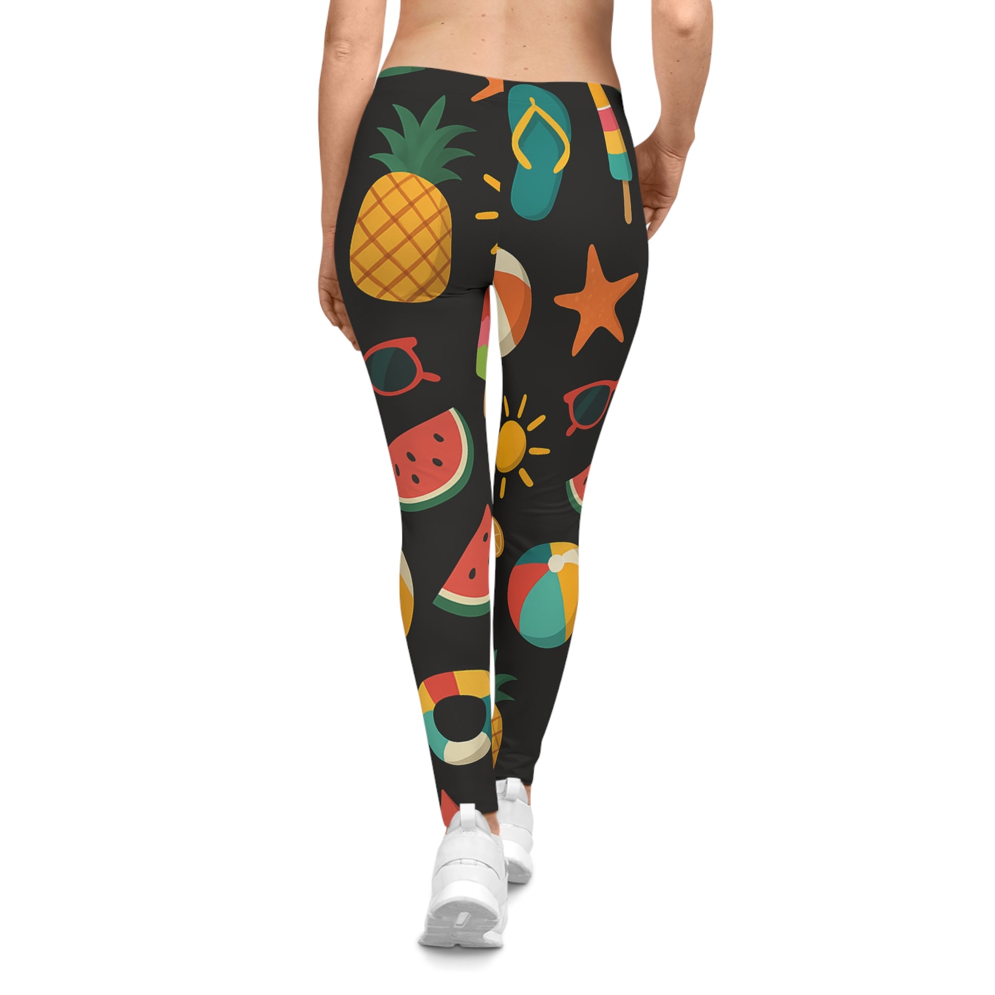 Bright Summer Vibe Leggings – Tropical Print Workout Pants for Women | Fun Beachwear & Gifts