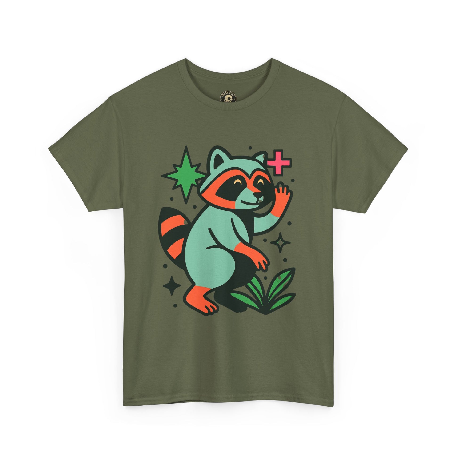 Playful Raccoon Unisex Heavy Cotton Tee | Cute Animal Shirt for Nature Lovers, Graphic Tee, Gift for Kids, Casual Wear, Eco-Friendly