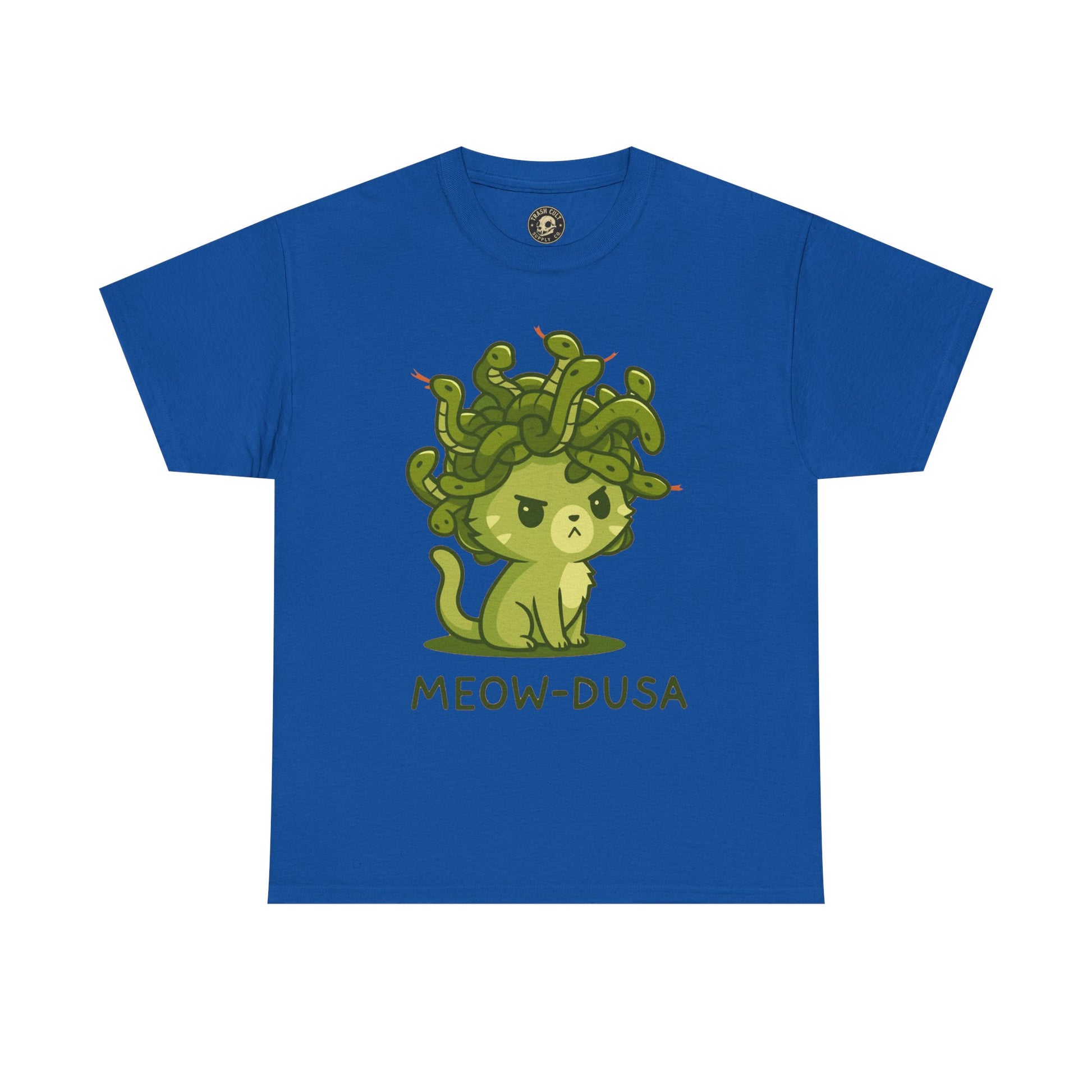 Meow-dusa Funny Cat Medusa T-Shirt – Gildan 5000 Heavy Cotton Tee