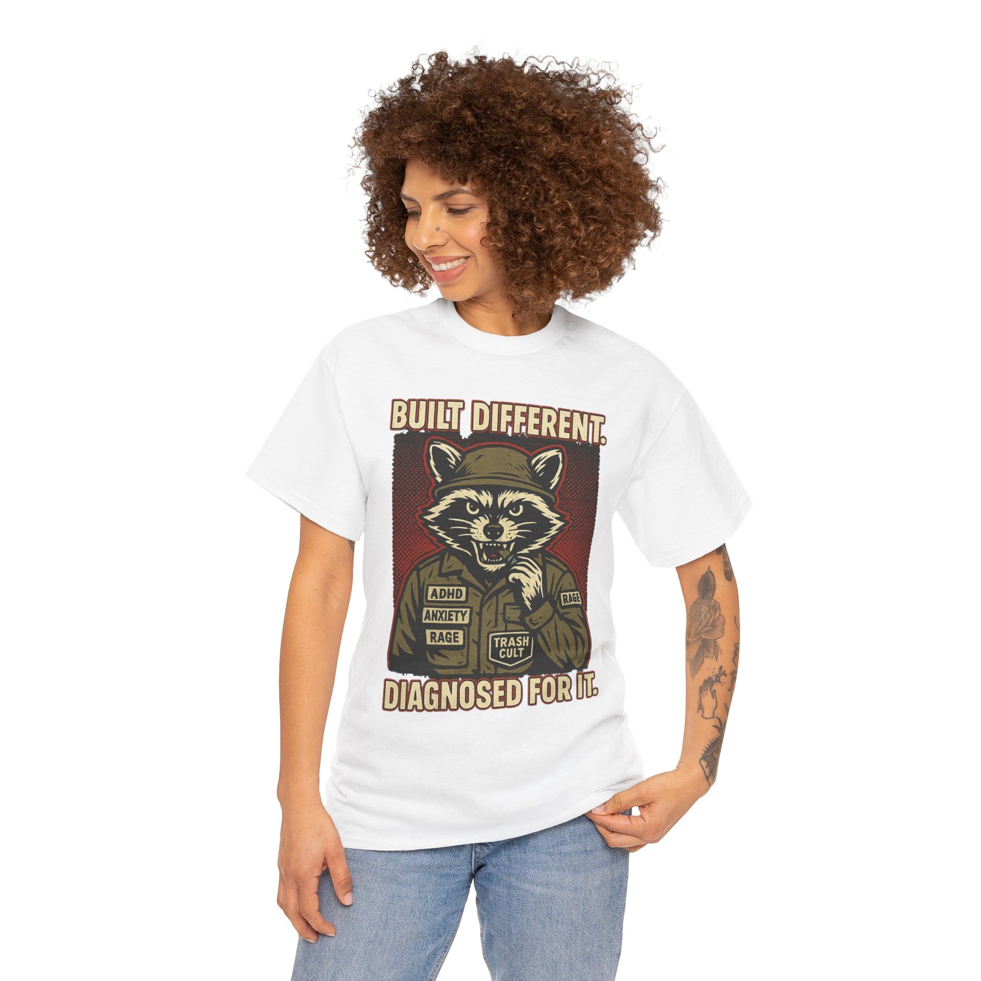 Built Different Diagnosed For It Military Raccoon Shirt – Gildan 5000