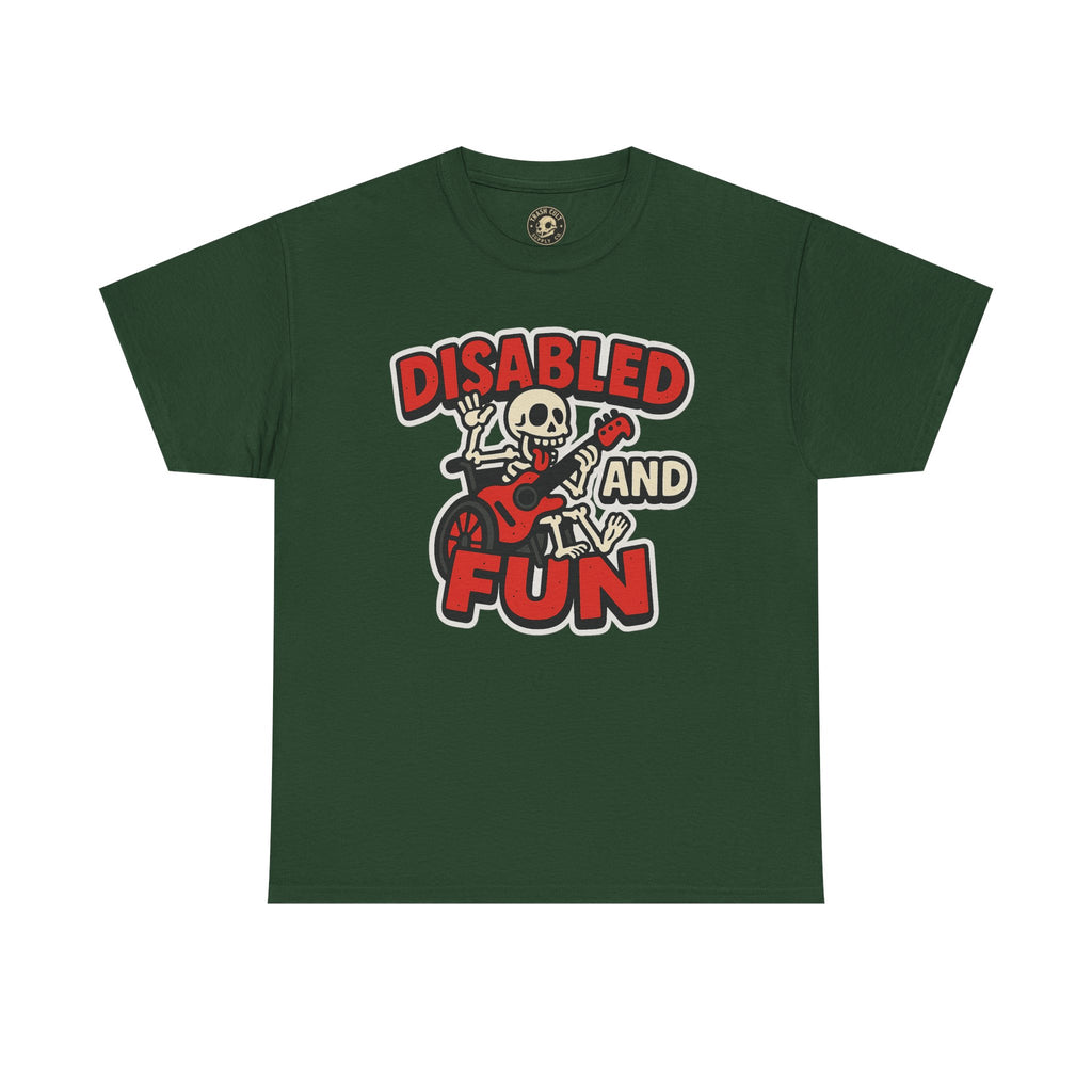 Disabled and Fun Unisex Heavy Cotton Tee, Casual Shirt, Gift for Friends, Music Lovers Gift, Fun T-Shirt, Halloween Wear, Everyday Comfort