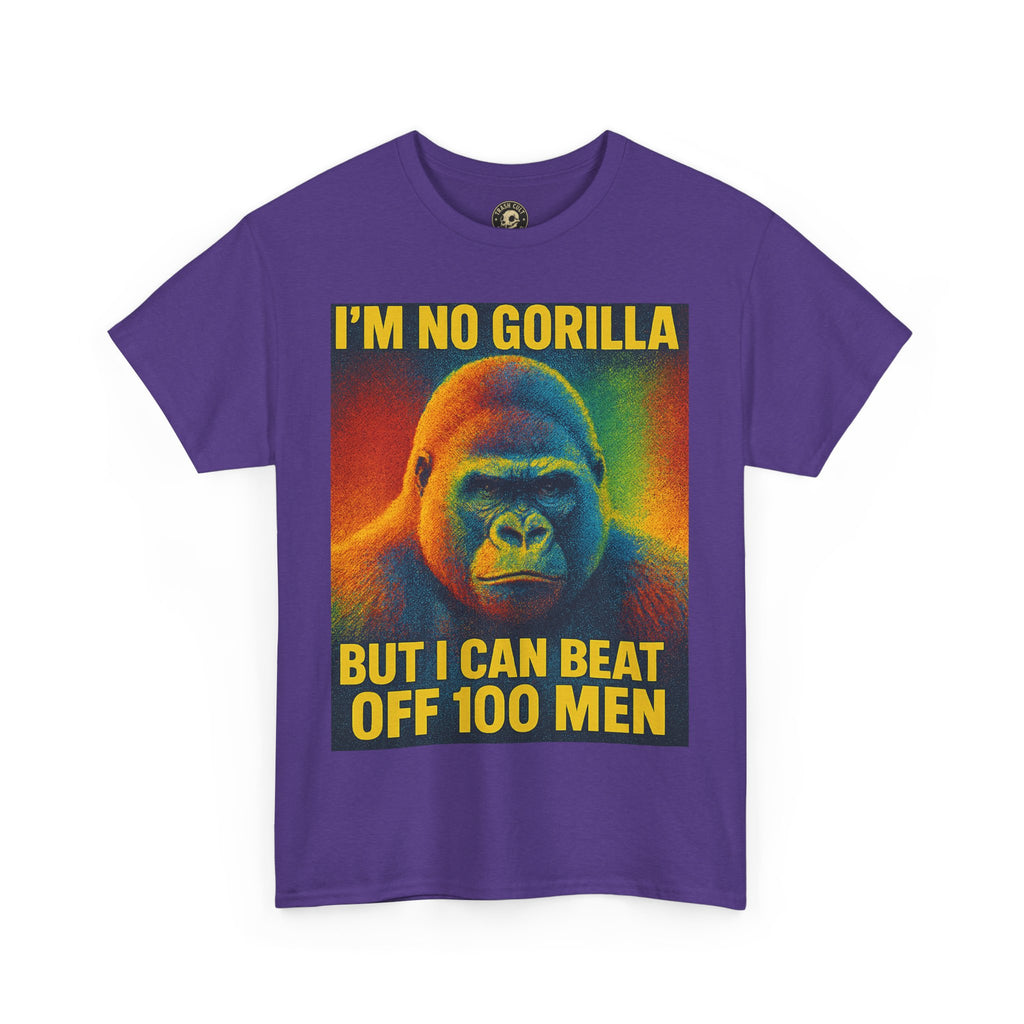 I’m No Gorilla But I Can Beat Off 100 Men Shirt – Multicolor Halftone Gorilla Tee on Gildan 5000