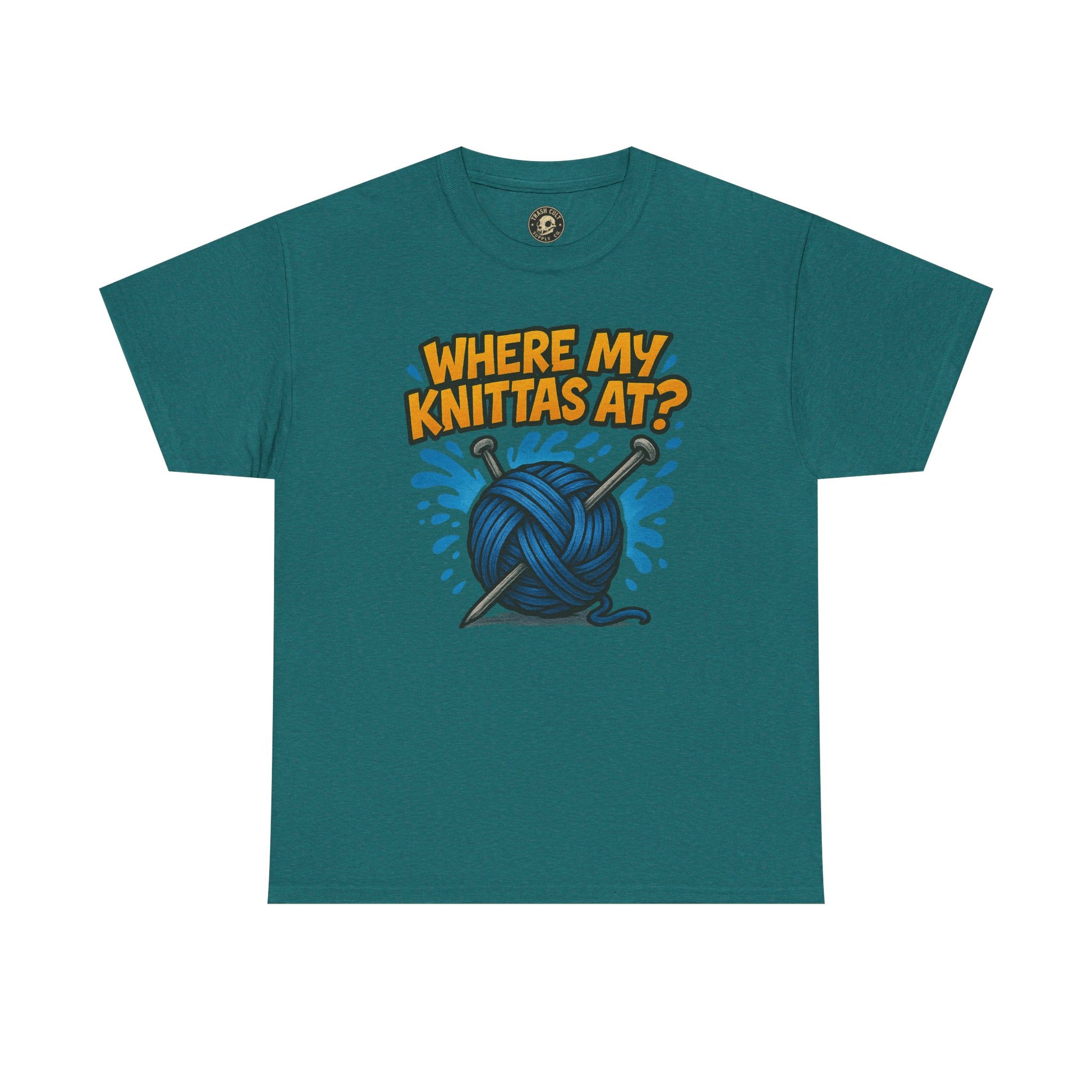 Knit Lovers Tee: Where My Knittas At? | Funny Yarn Shirt, Gift for Knitters, Crafting Apparel, Crochet Humor T-Shirt, Cozy Knitwear