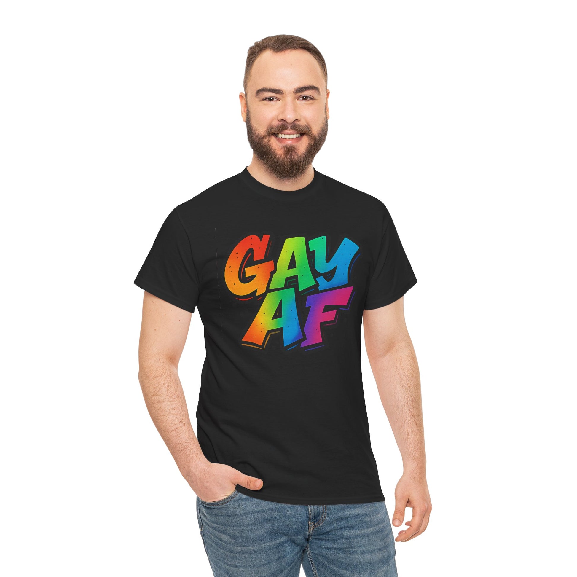 Pride Graphic Tee, Vibrant Gay AF Cotton T-Shirt, LGBTQ+ Celebration Wear, Fun Gift for Friends, Festival Fashion