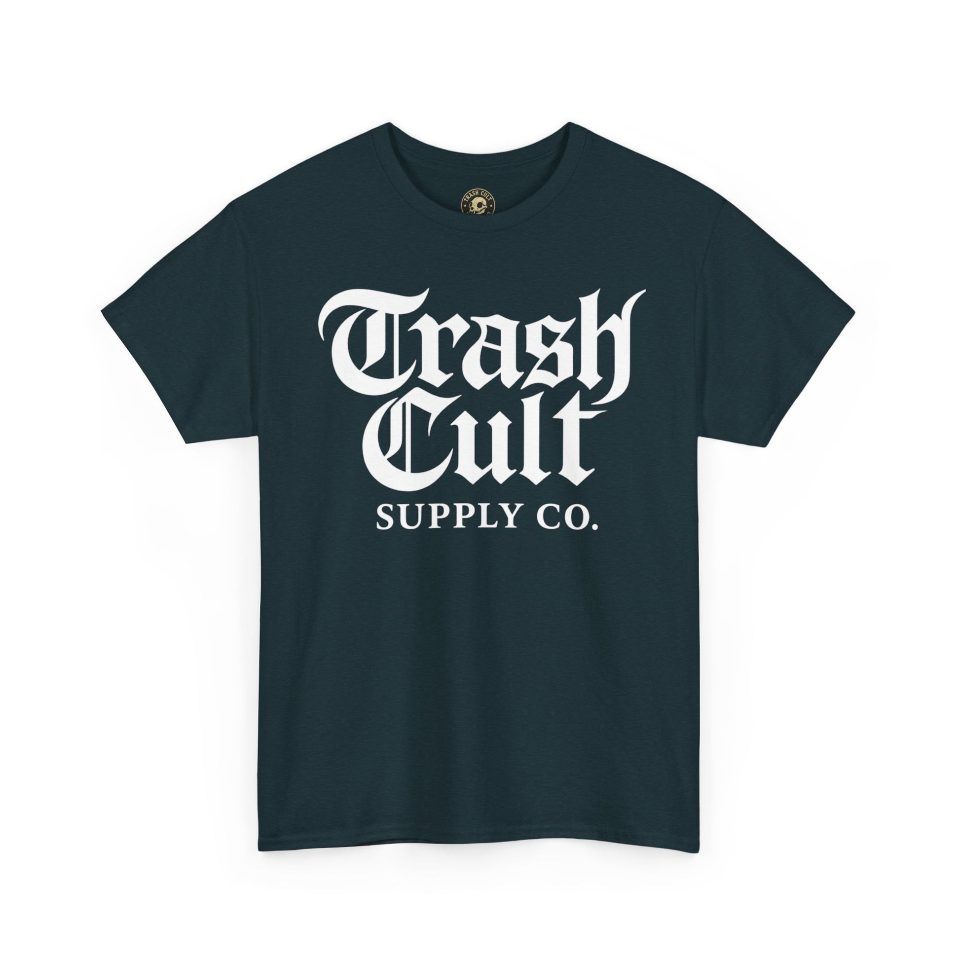 Trash Cult Gothic Logo Shirt – White Cyber Gothic Print on Gildan 5000