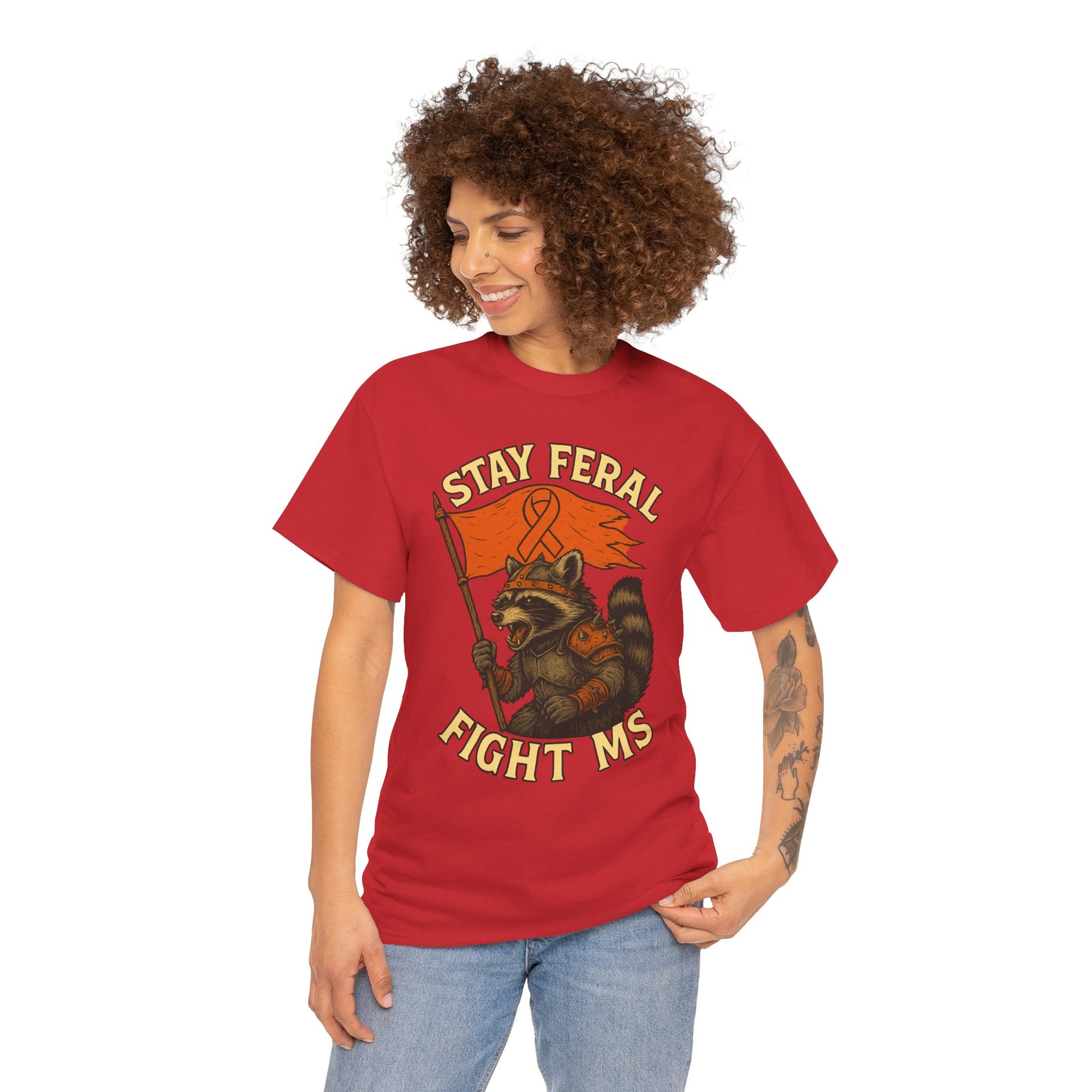 Stay Feral Fight MS Raccoon warrior shirt