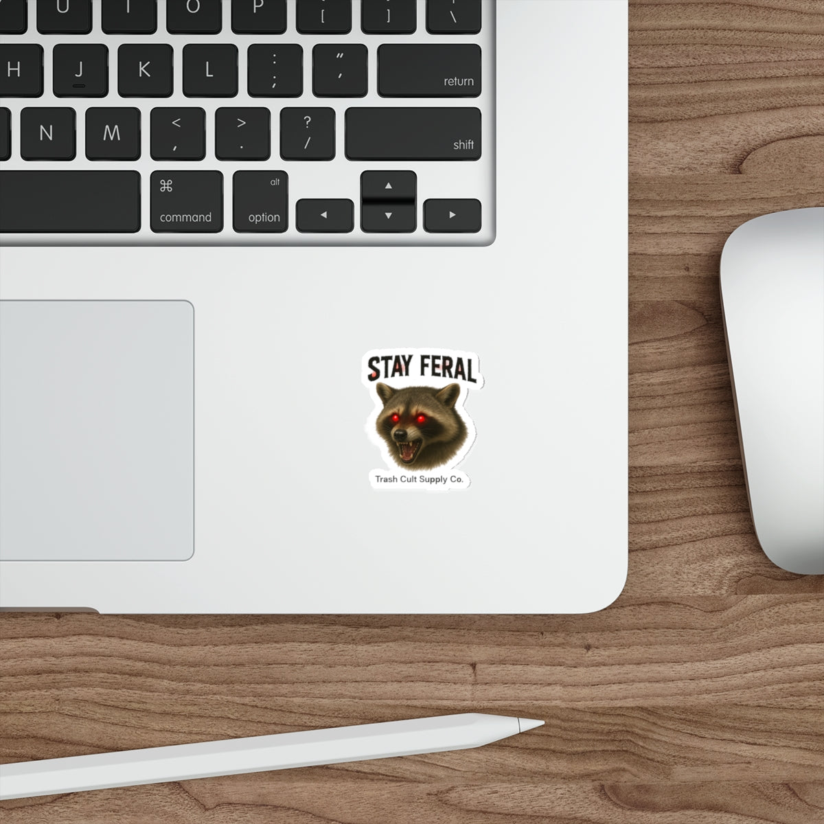 Stay Feral Die-Cut Stickers | Raccoon Sticker, Laptop Decals, Eco-Friendly Stickers, Trash Cult Supply Co. Merchandise