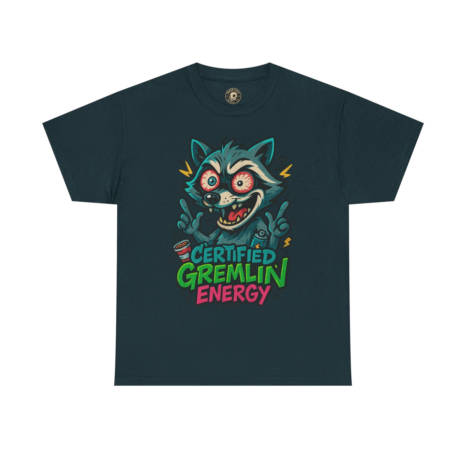 Certified Gremlin Energy Tee – ADHD Raccoon Shirt, Funny Unisex T-Shirt, Graffiti Style Gift for Goblins & Night Owls