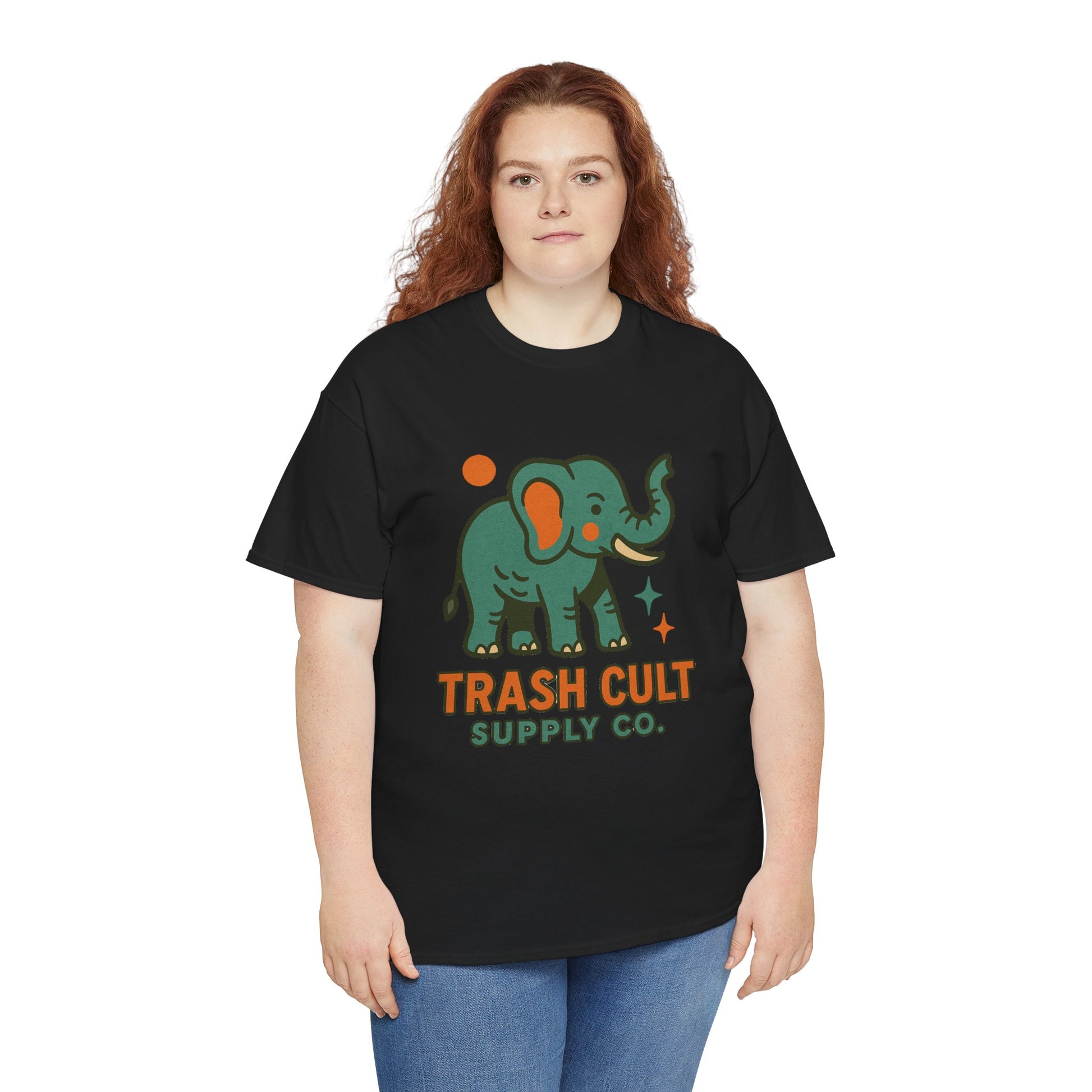Trash Cult Elephant Unisex Heavy Cotton Tee, Eco-Friendly Shirt, Cool Casual Tee, Gift for Animal Lovers, Vintage Style T-Shirt