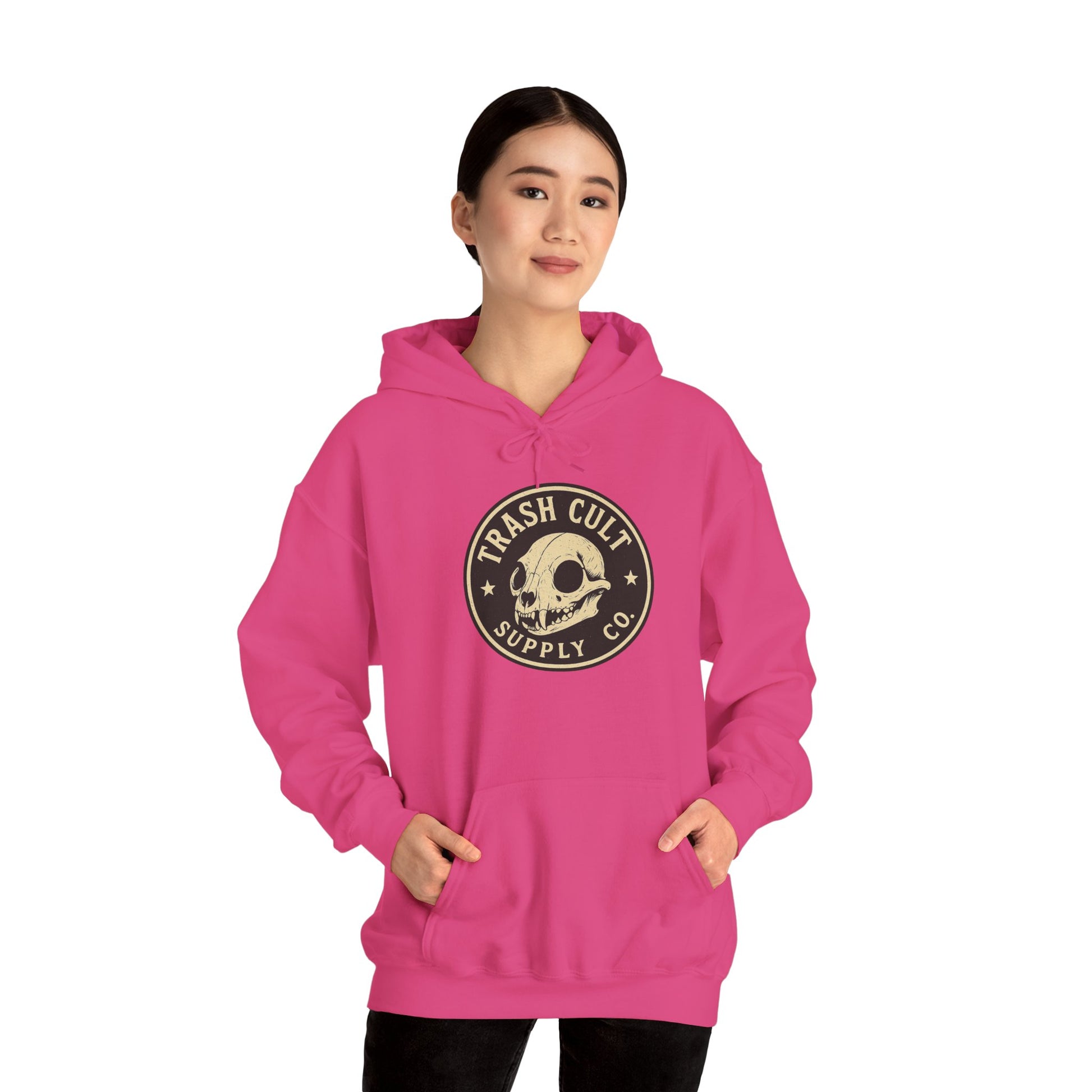 Trash Cult Hooded Sweatshirt, Unisex Hoodie with Skull Design, Perfect for Casual Wear, Gifts for Friends, Cozy Fashion