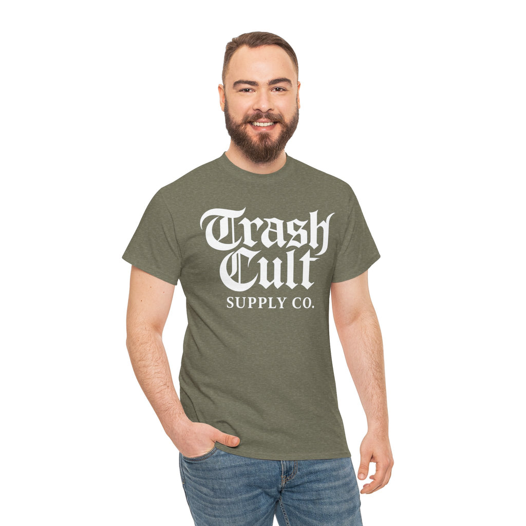 Trash Cult Gothic Logo Shirt – White Cyber Gothic Print on Gildan 5000