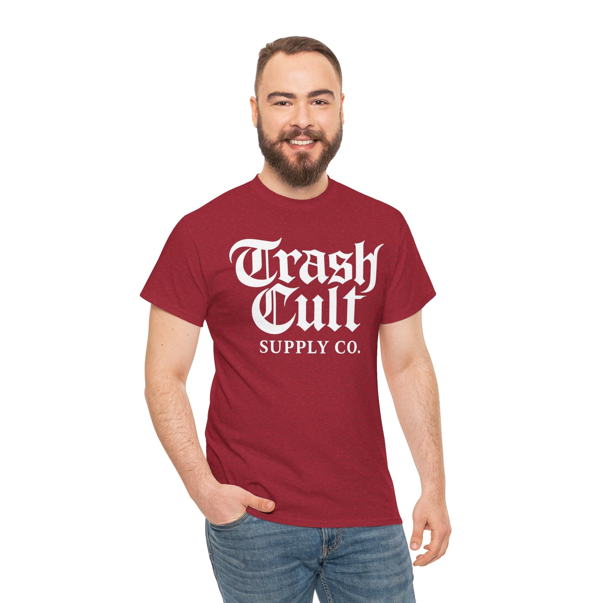 Trash Cult Gothic Logo Shirt – White Cyber Gothic Print on Gildan 5000