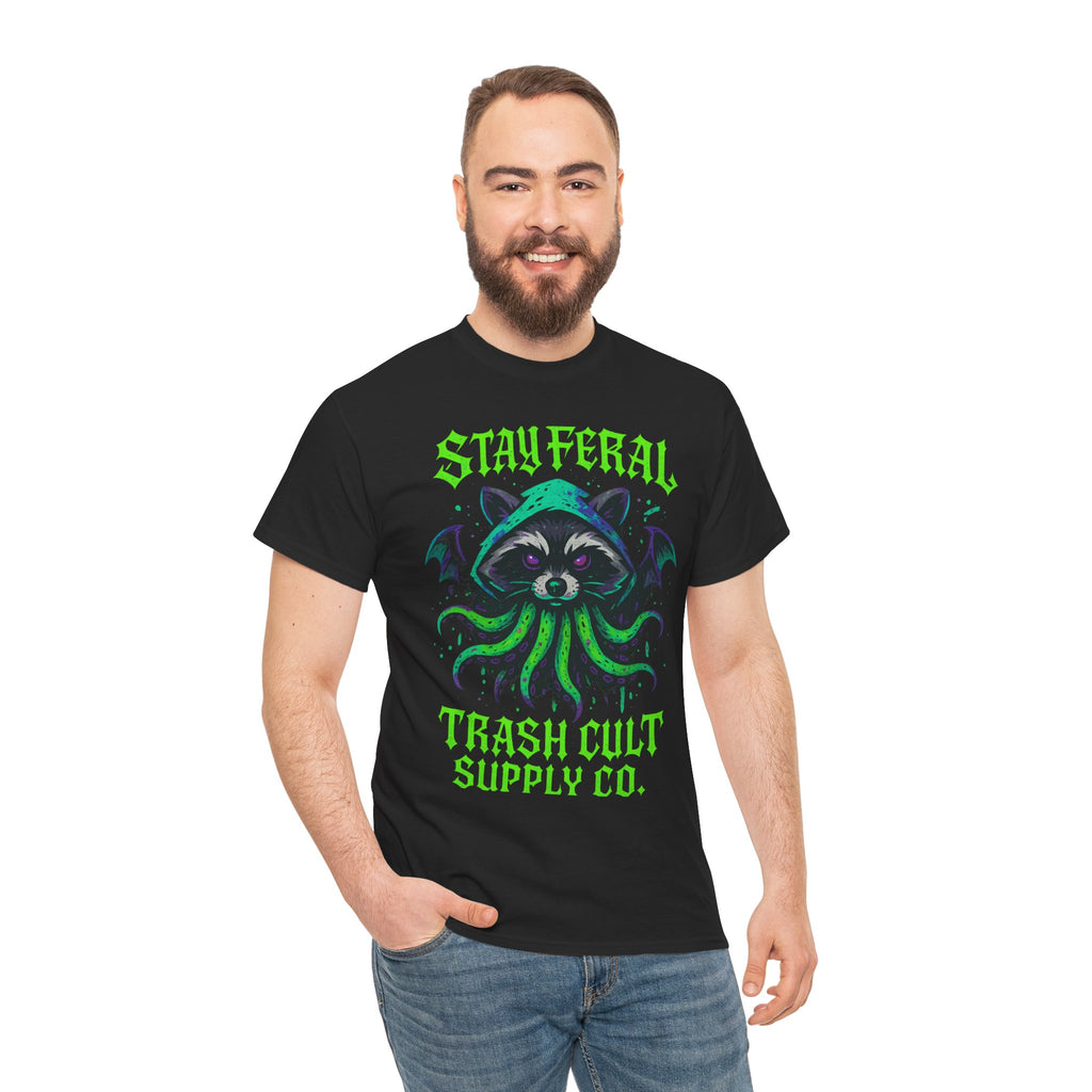 Graffiti Cthulhu Raccoon Shirt – Stay Feral Neon Streetwear by Trash Cult Supply Co
