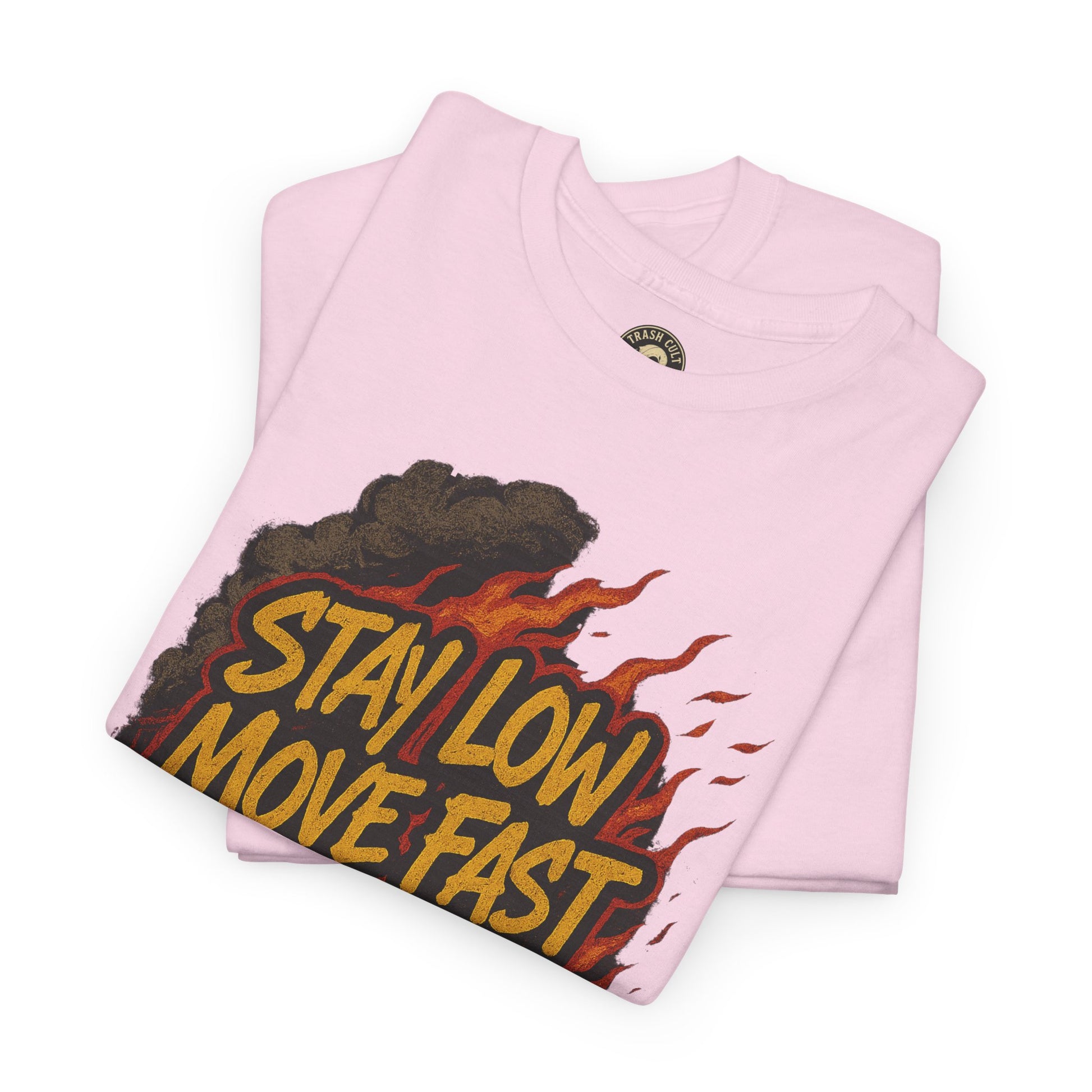 Stay Low Move Fast Never Quit Shirt – Firefighter Gildan 5000 Tee